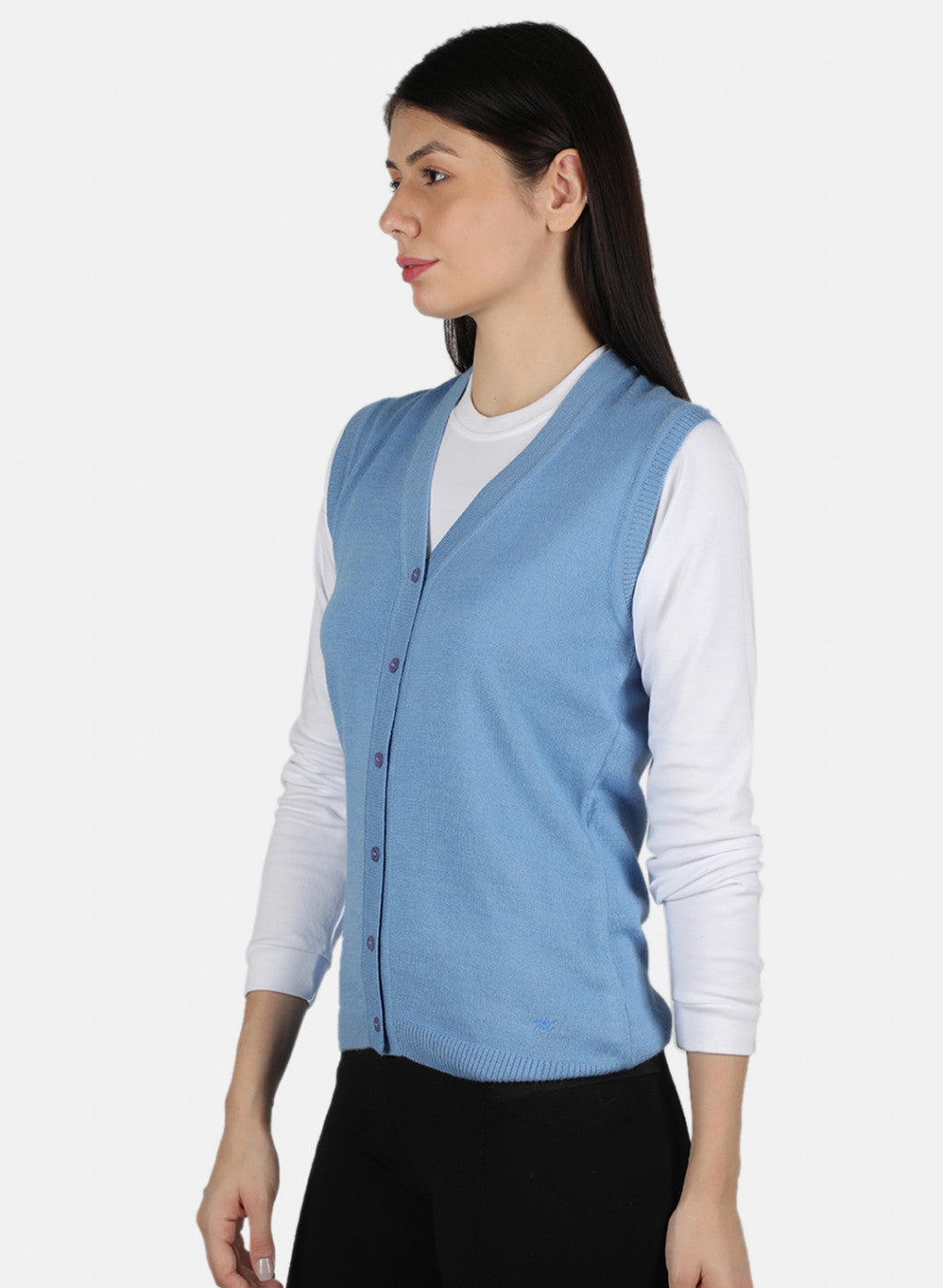 Women Blue Solid Cardigan