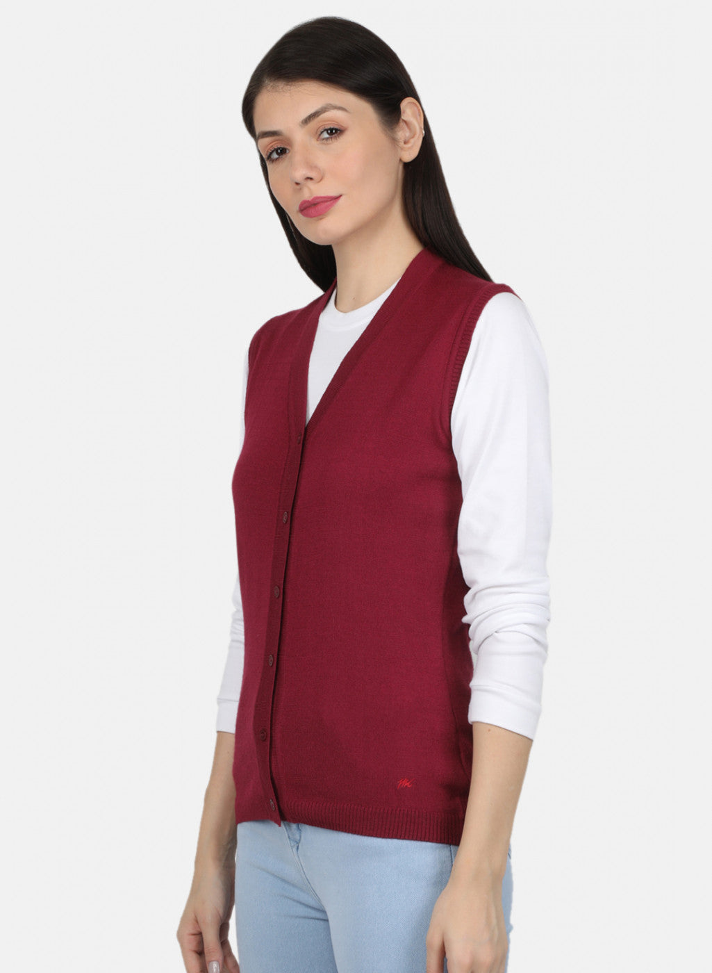 Women Maroon Solid Cardigan