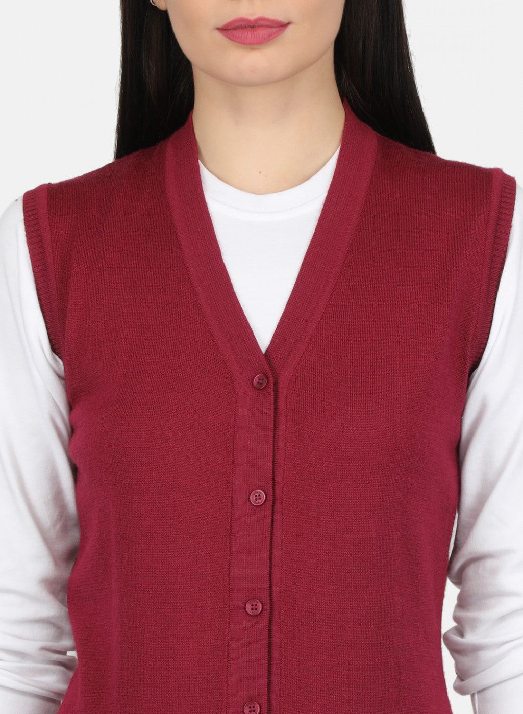 Women Maroon Solid Cardigan