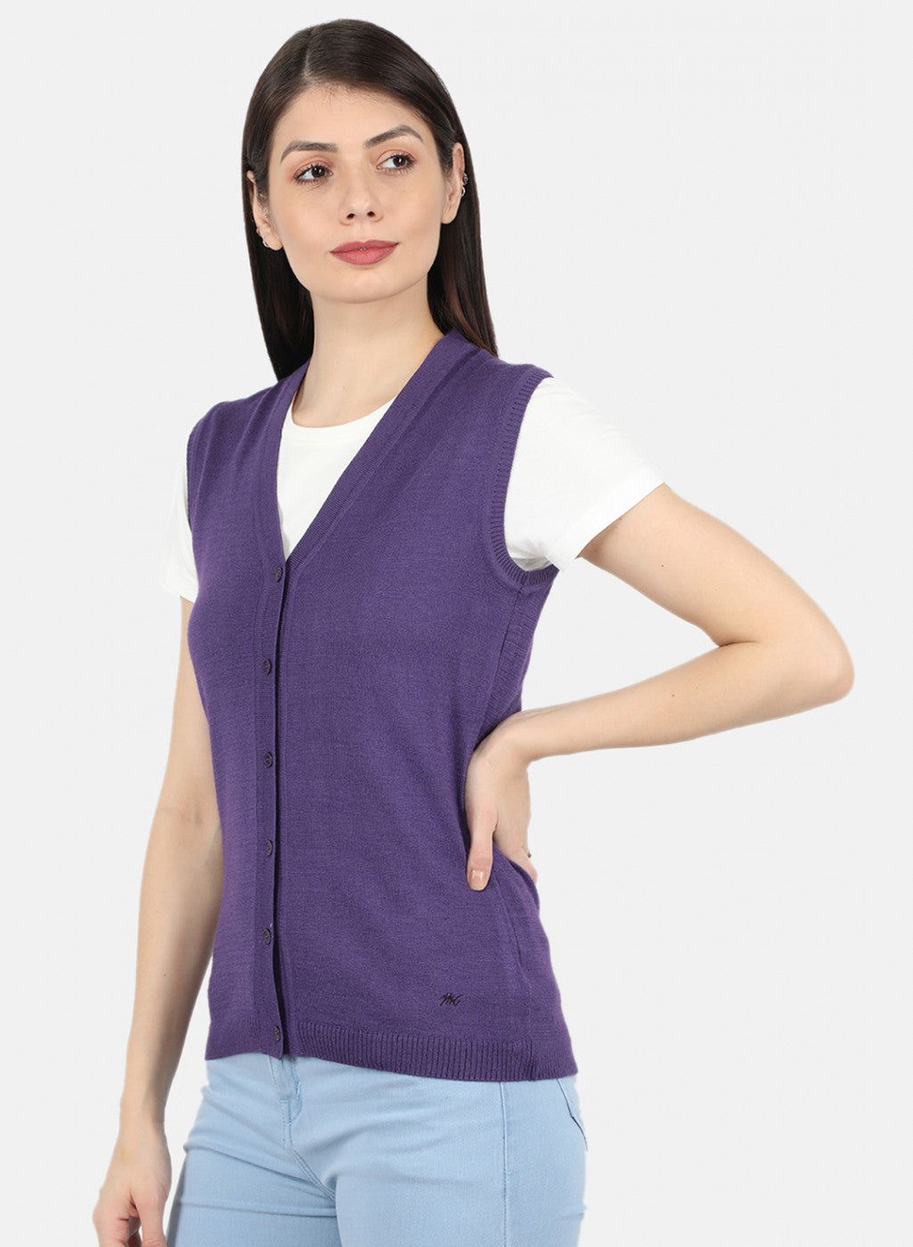 Women Purple Solid Cardigan