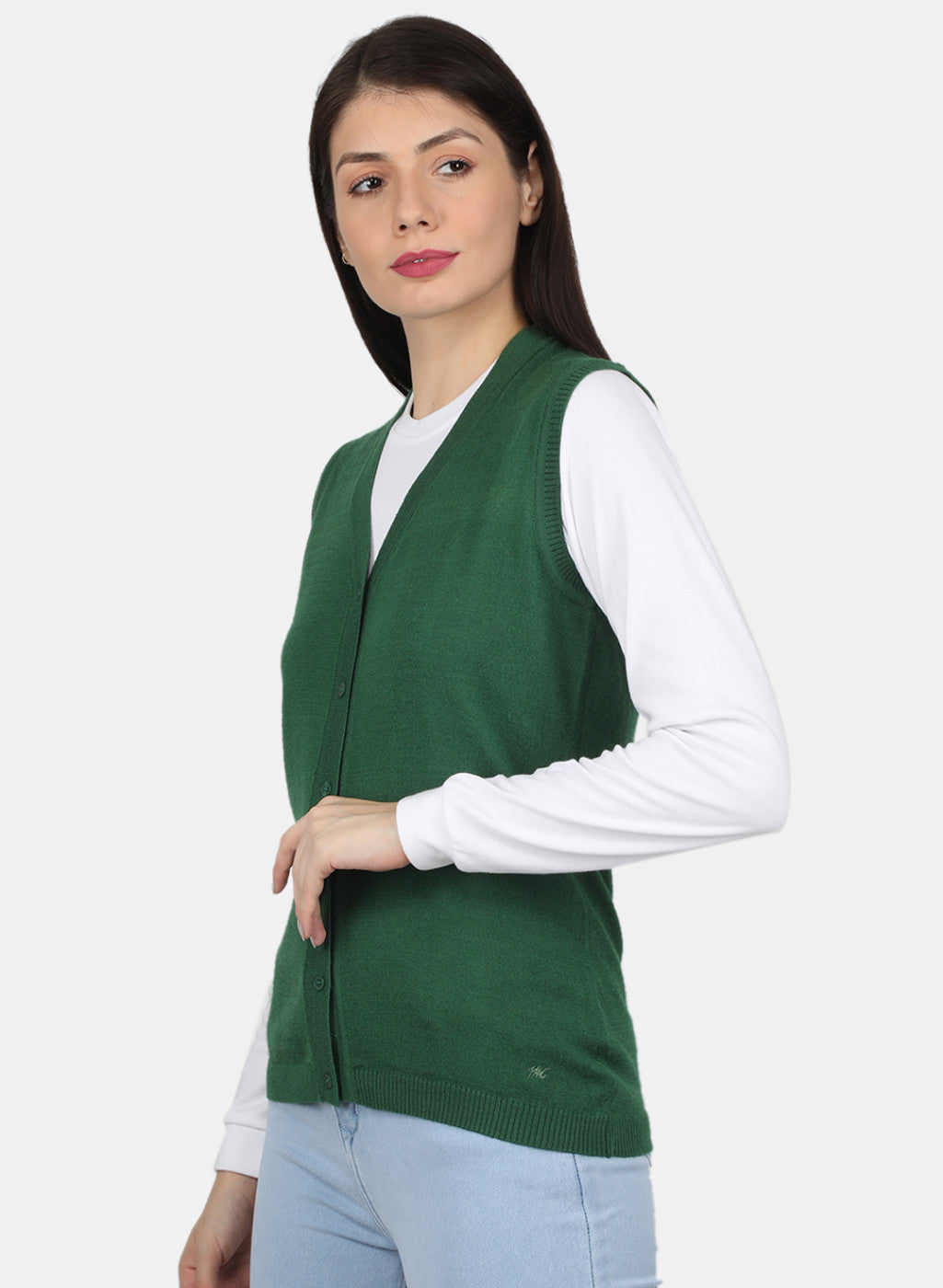 Women Green Solid Cardigan