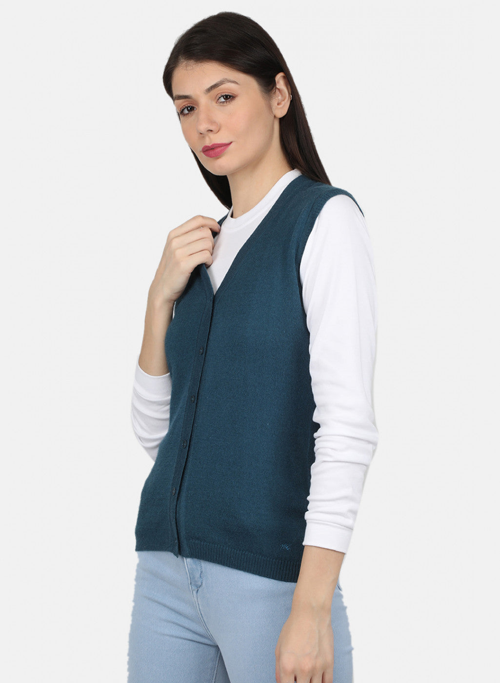 Women Blue Solid Cardigan