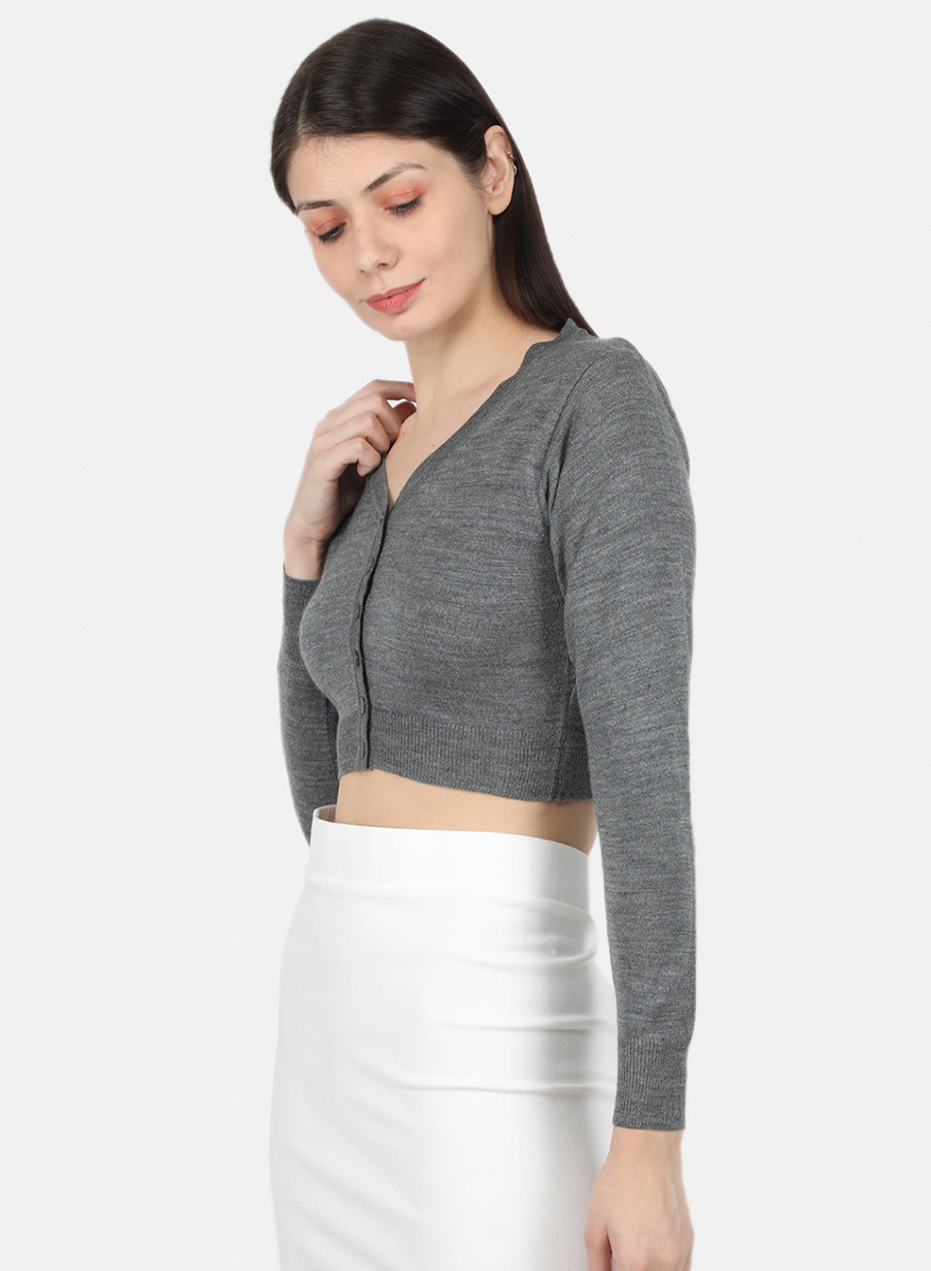 Women Grey Solid Blouse