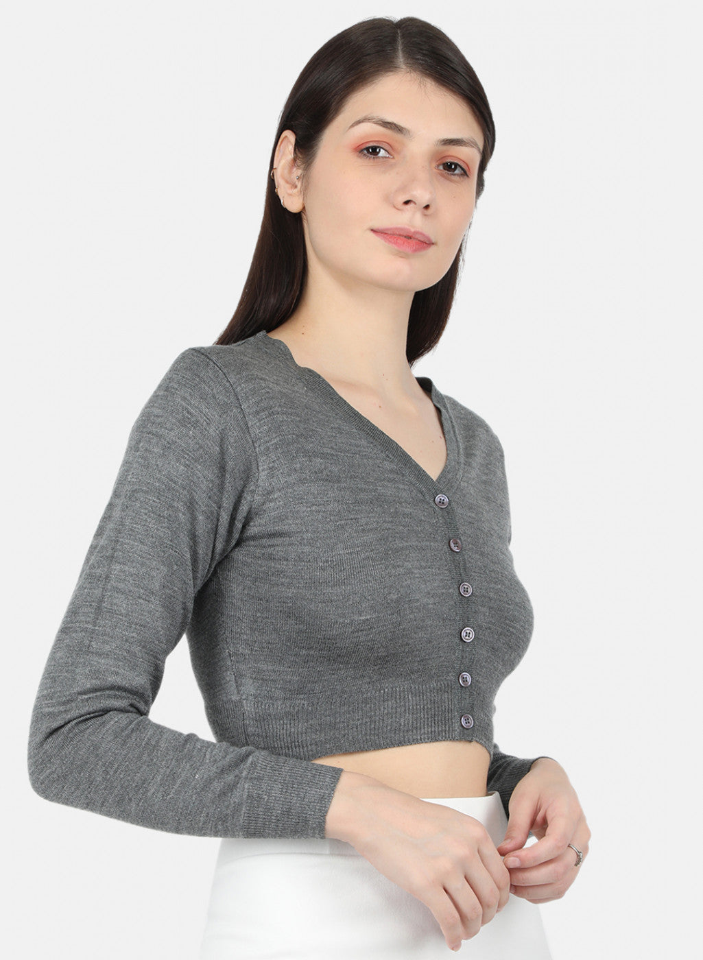 Women Grey Solid Blouse
