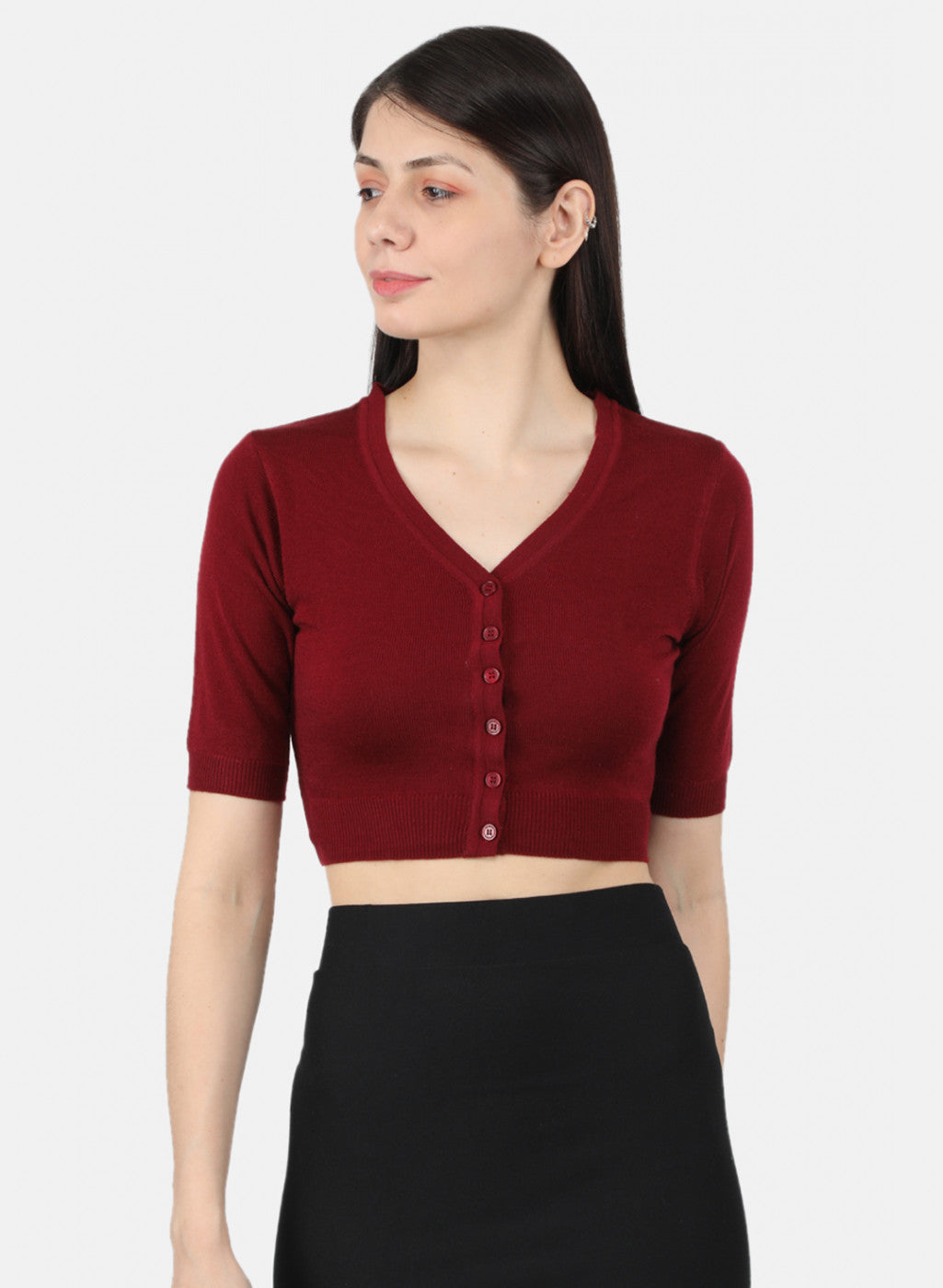Women Maroon Solid Blouse