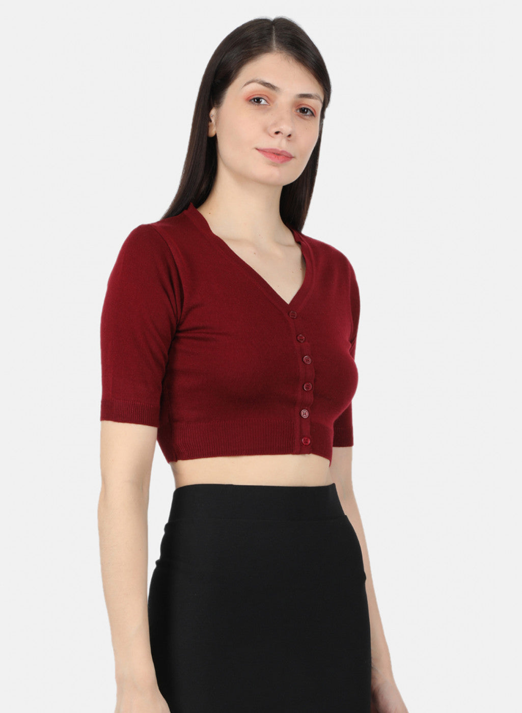 Women Maroon Solid Blouse