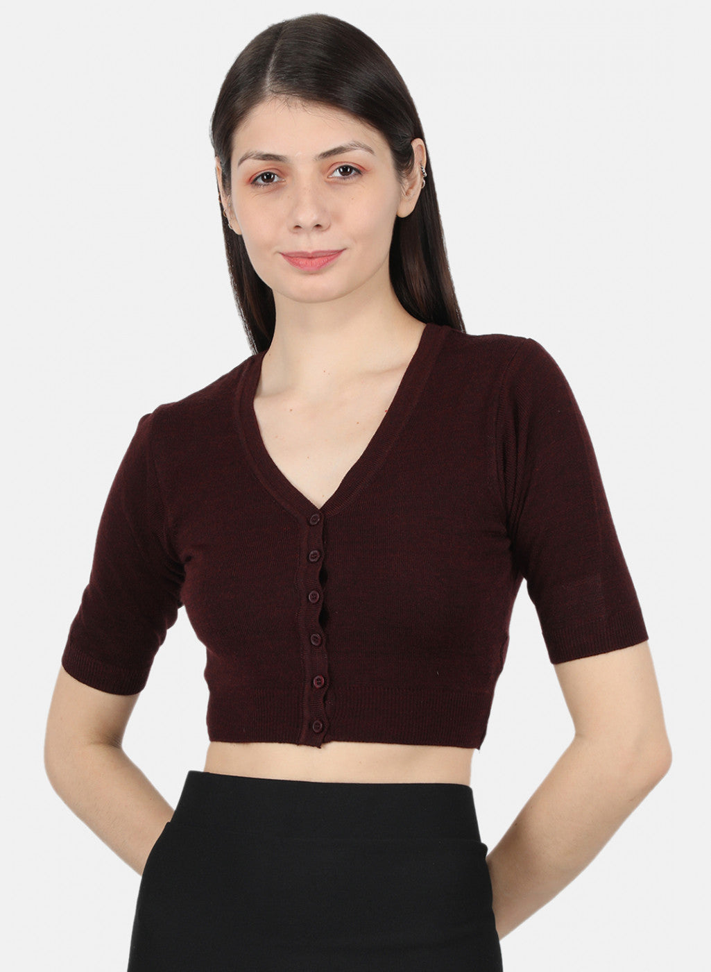 Women Burgundy Solid Blouse