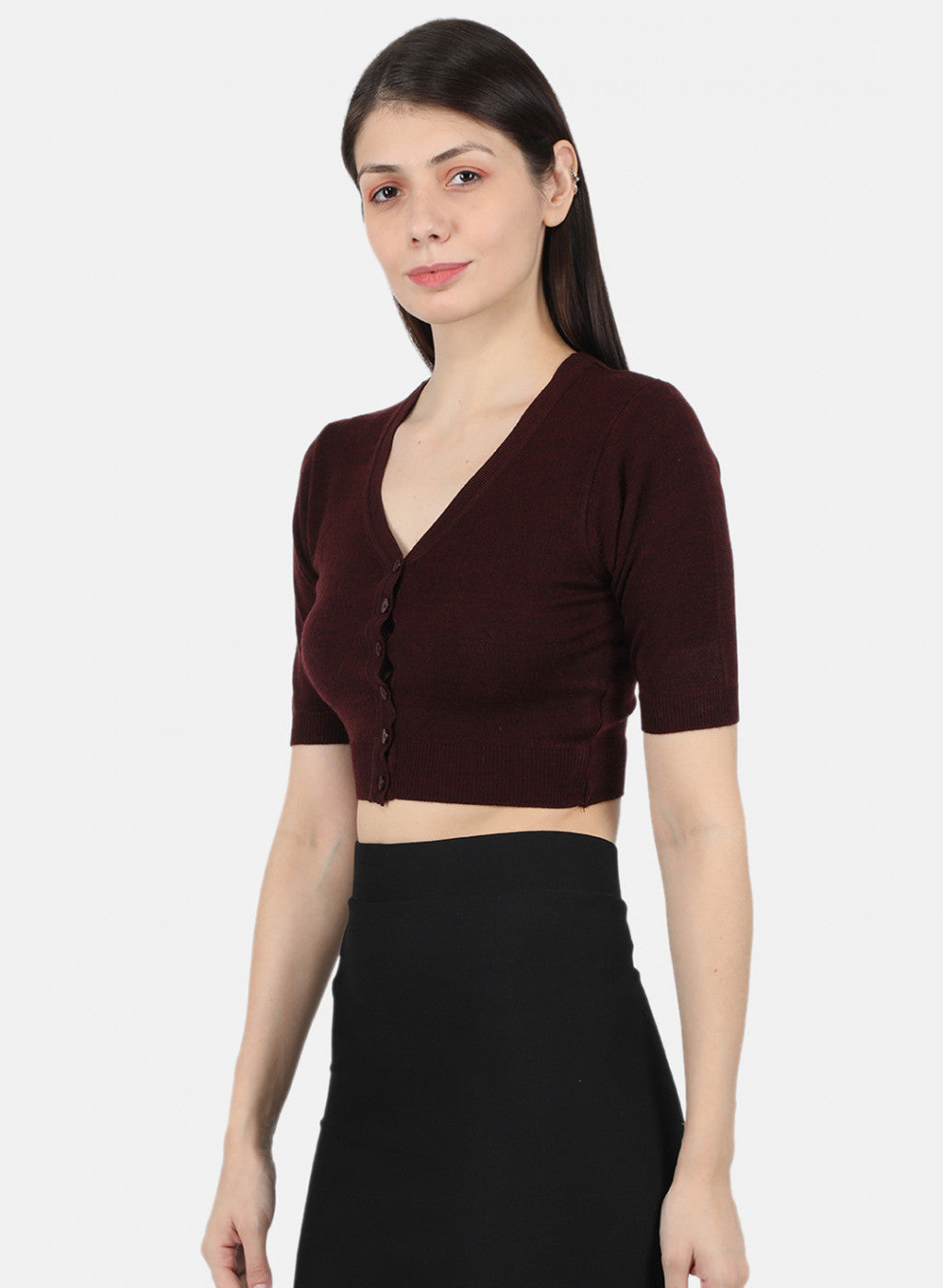 Women Burgundy Solid Blouse