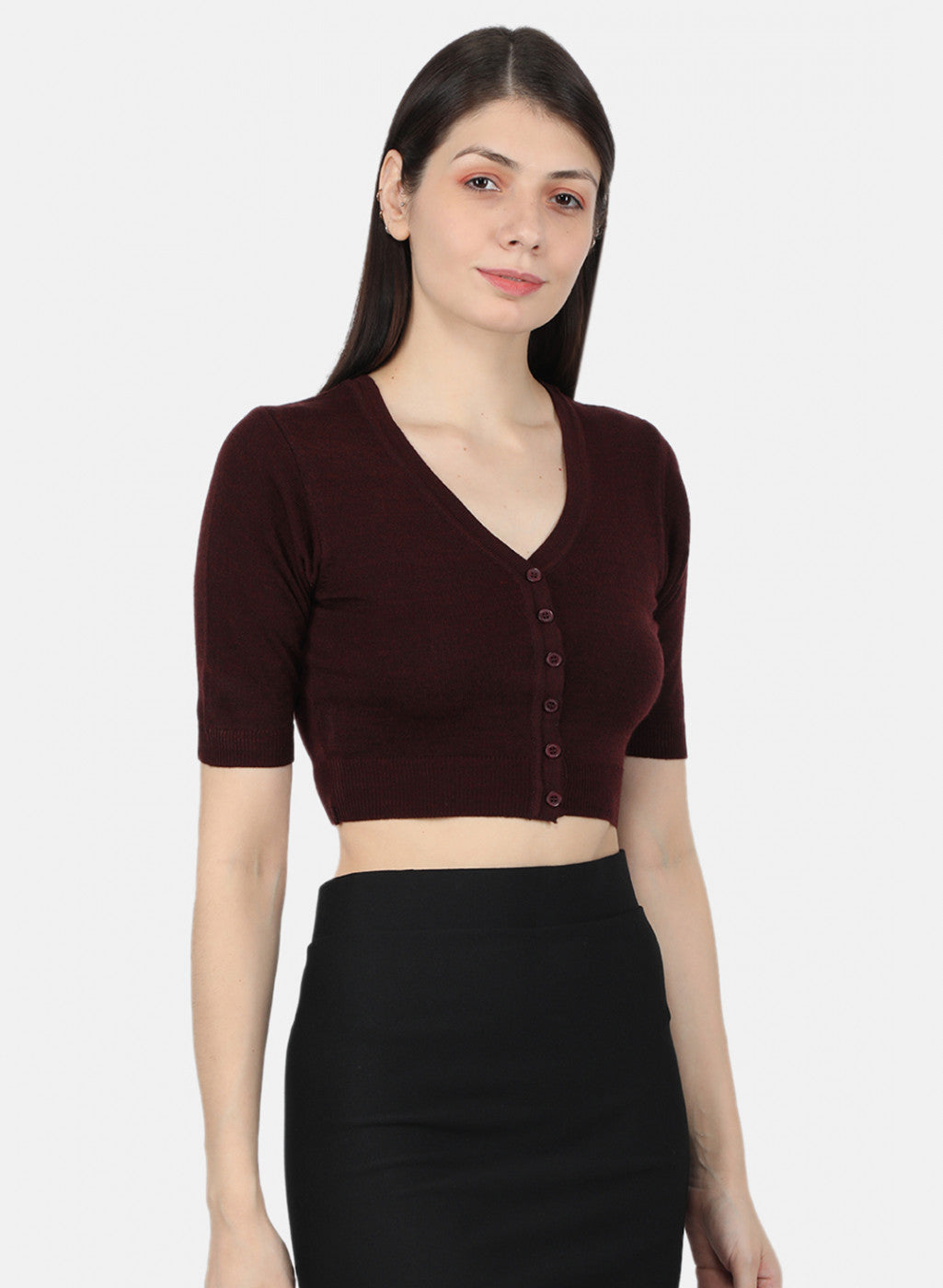Women Burgundy Solid Blouse