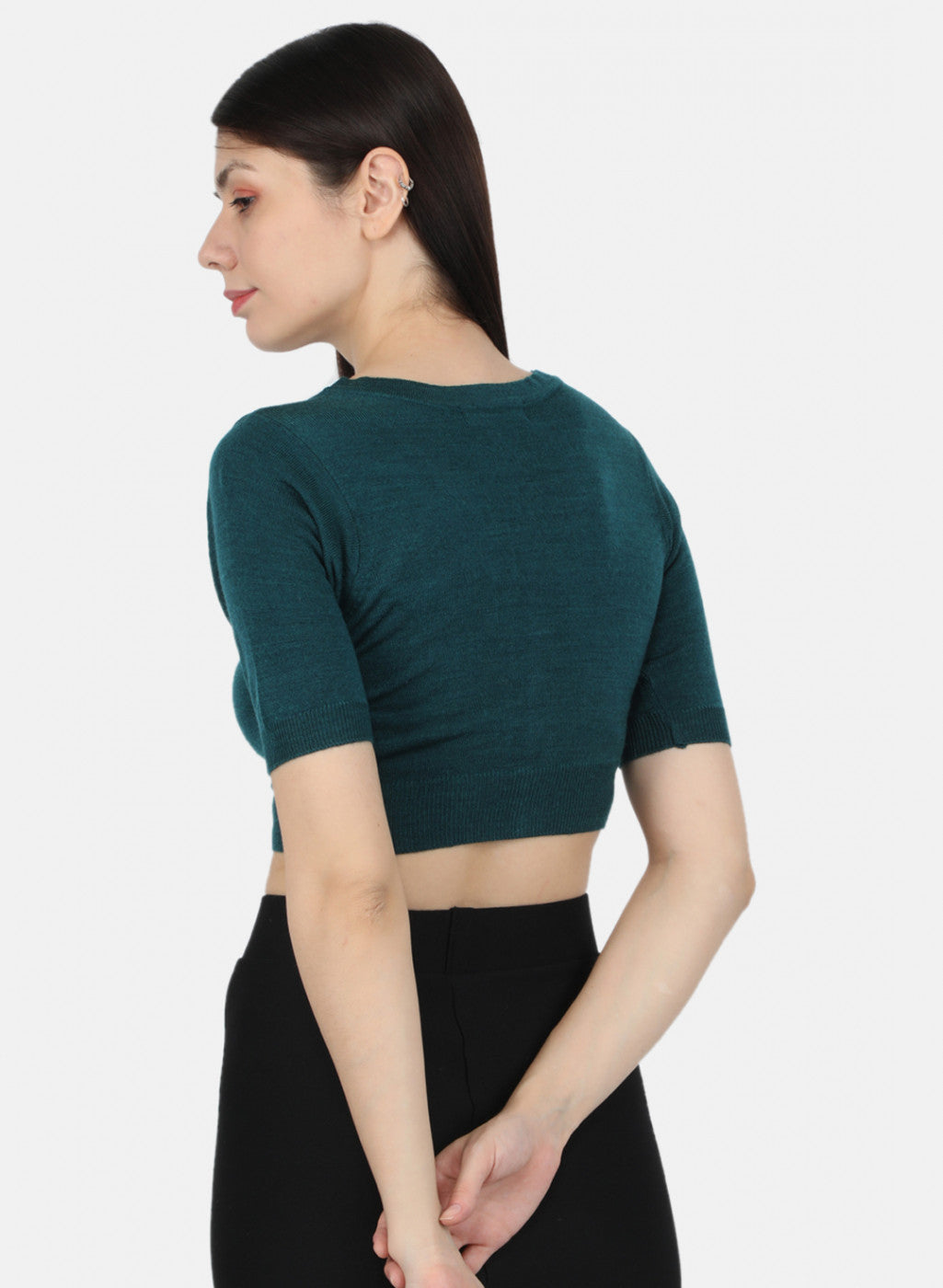 Women Teal Blue Solid Blouse