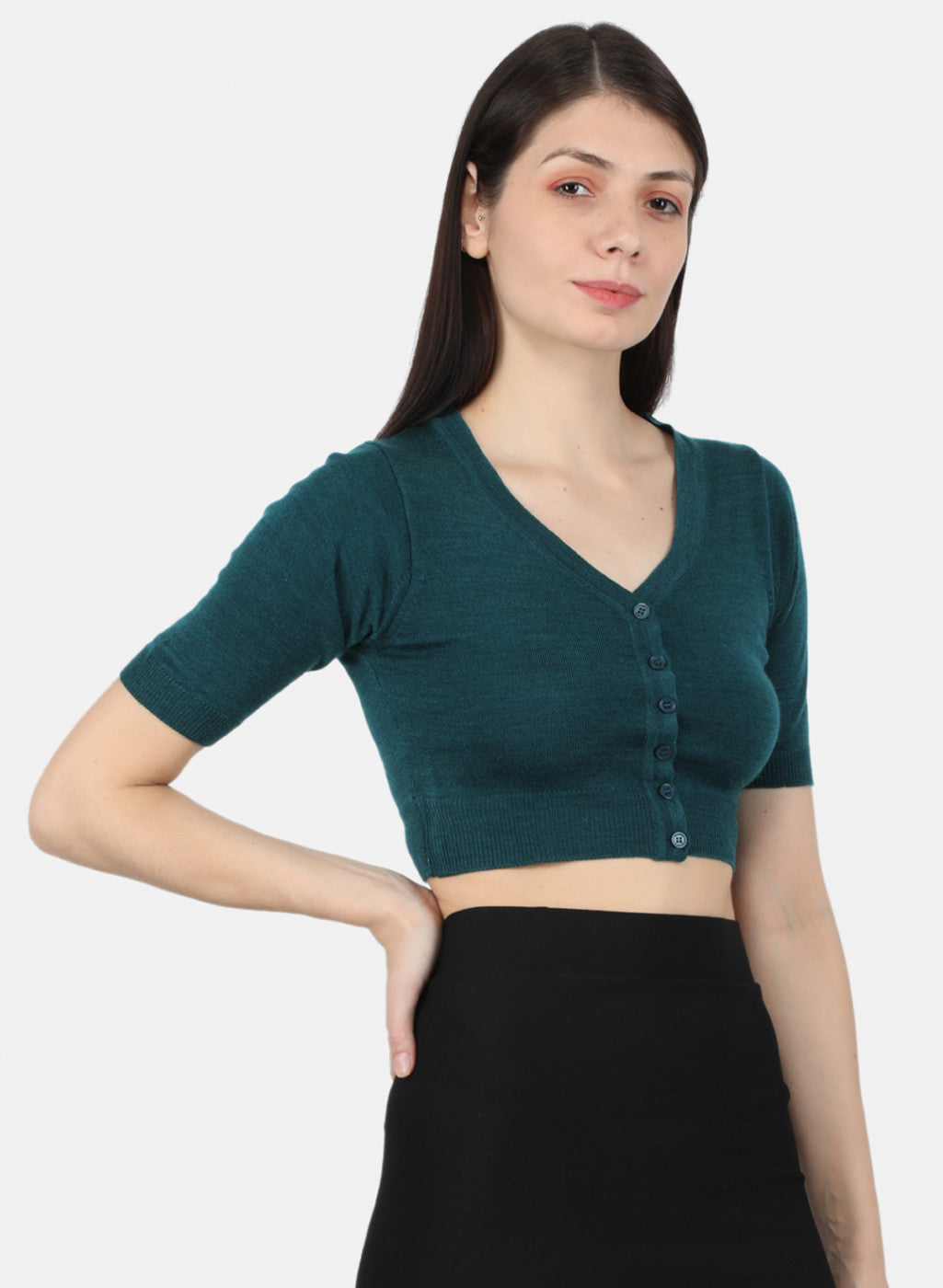 Women Teal Blue Solid Blouse