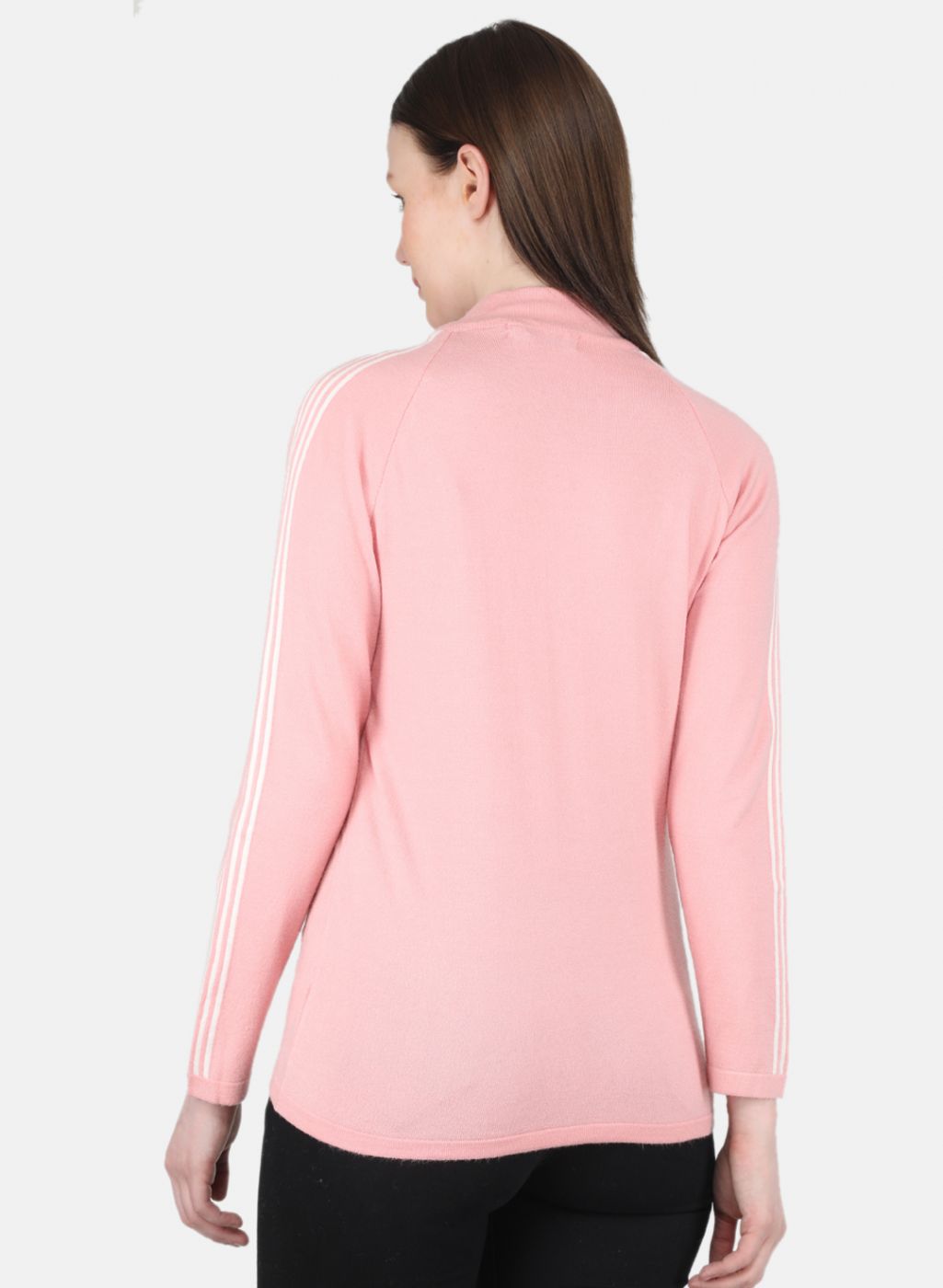 Women Pink Self Design Pullover
