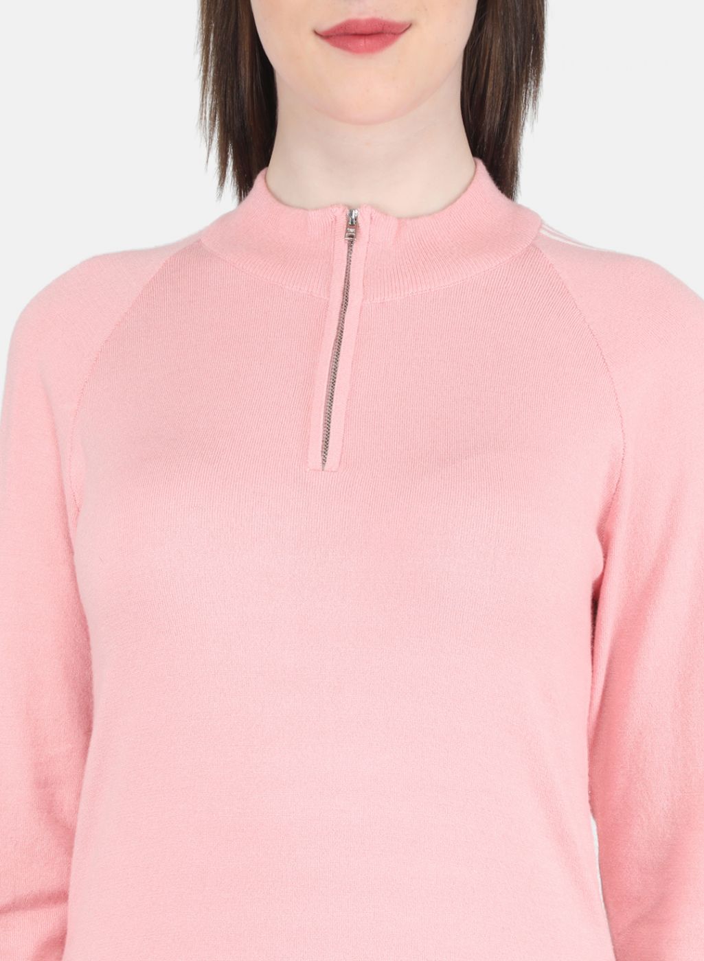 Women Pink Self Design Pullover