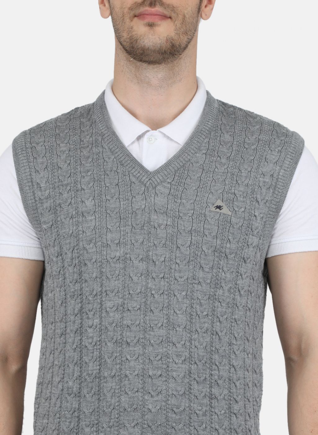 Men Grey Self Design Sweater