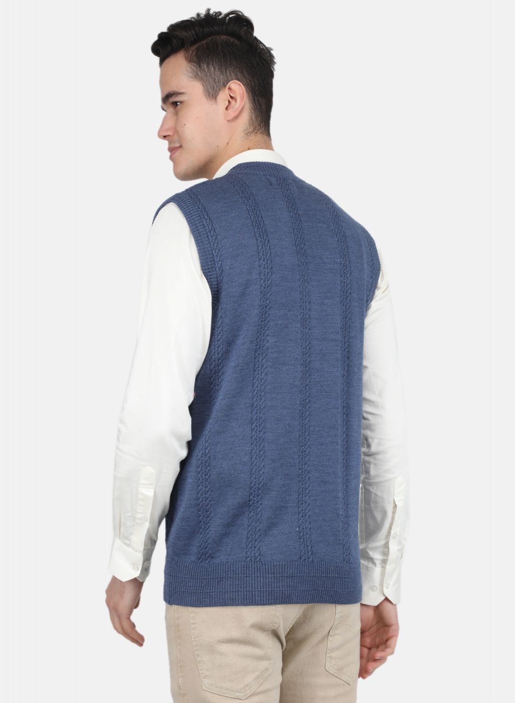 Men Blue Self Design Cardigan