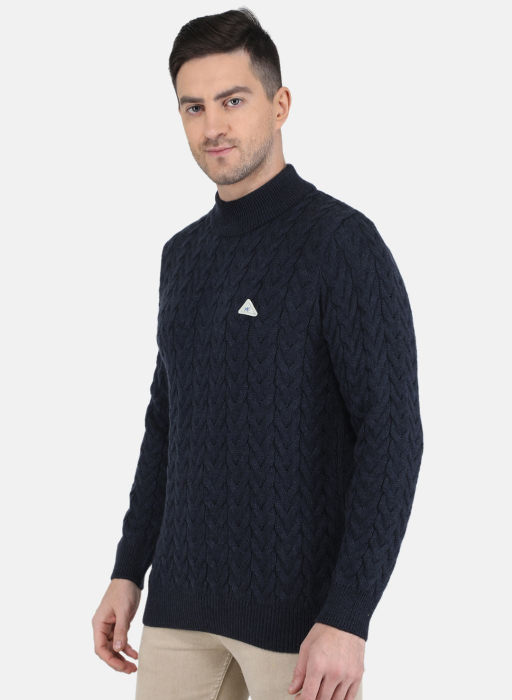 Men Blue Self Design Pullover