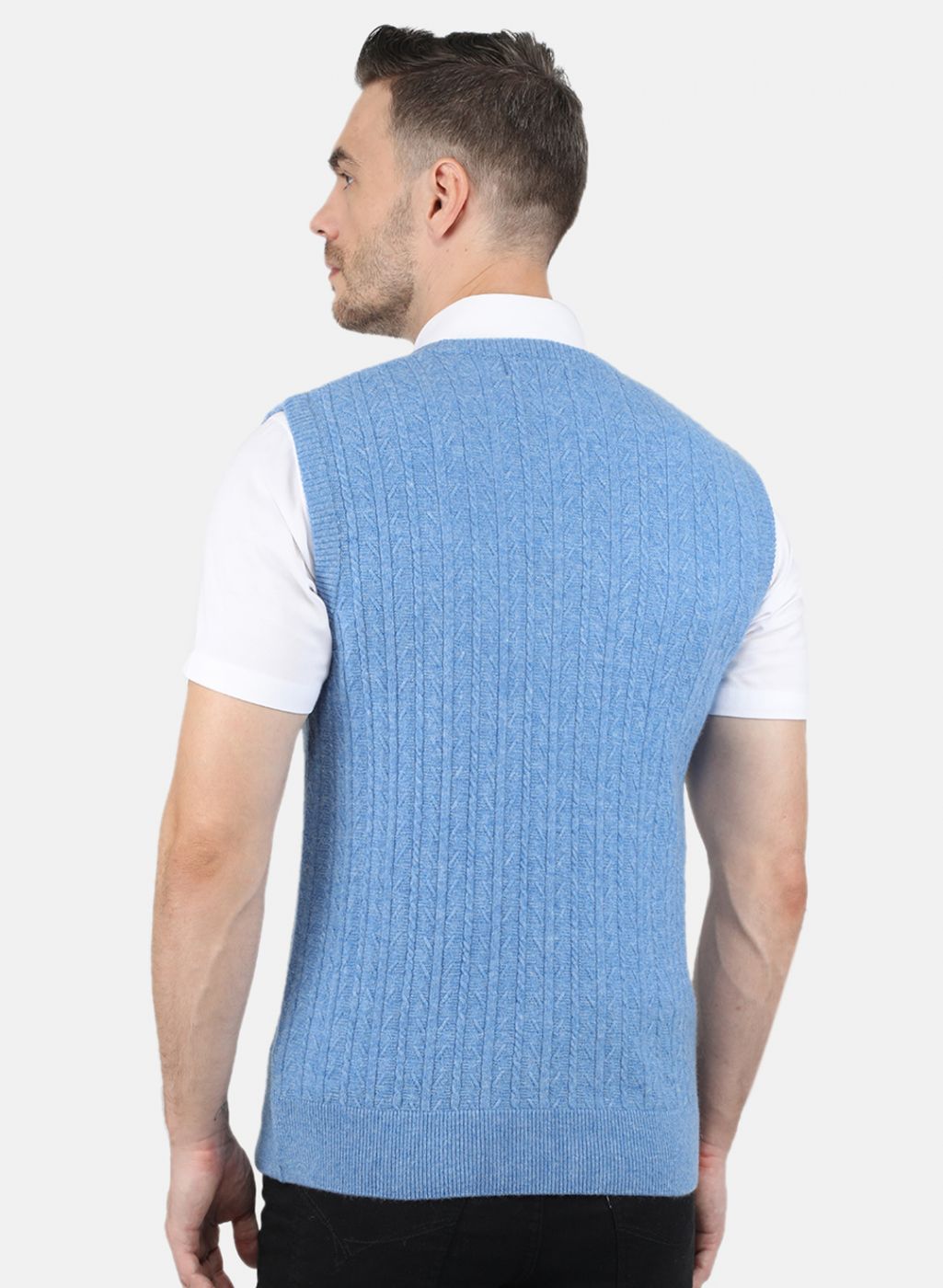 Men Blue Self Design Sweater