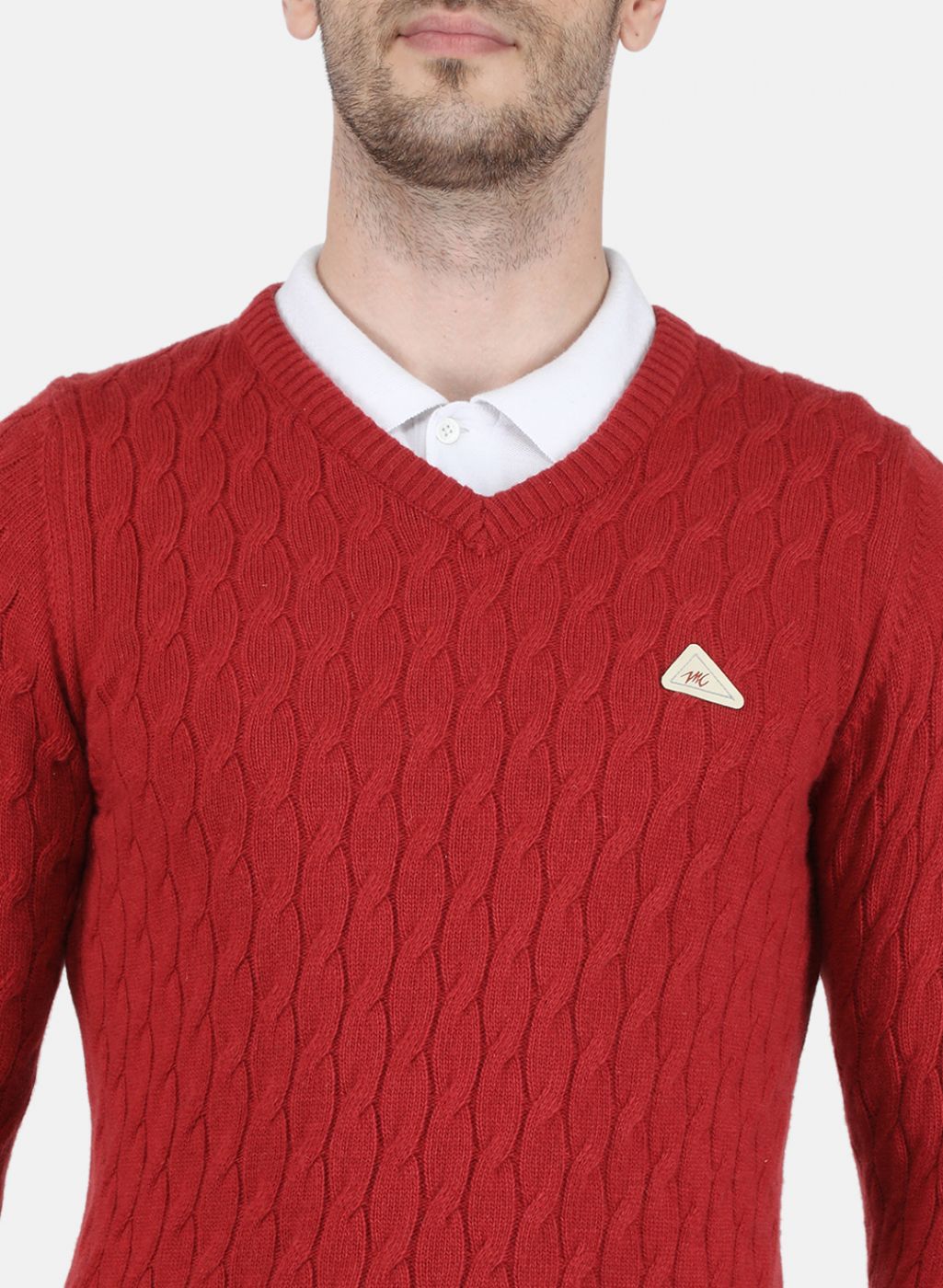 Men Orange Self Design Pullover