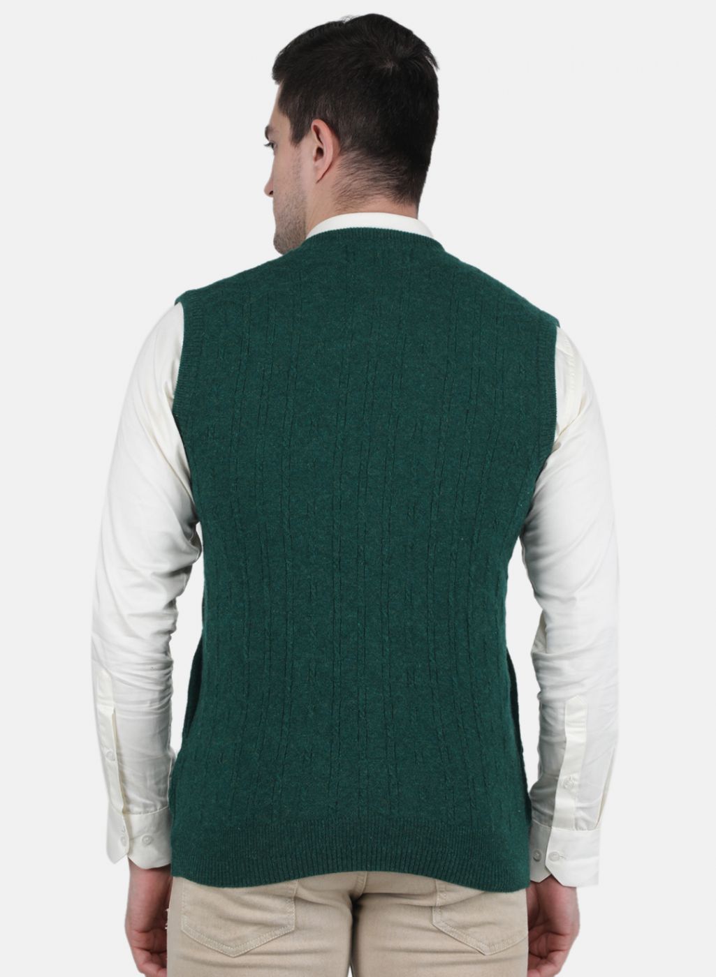 Men Green Self Design Cardigan