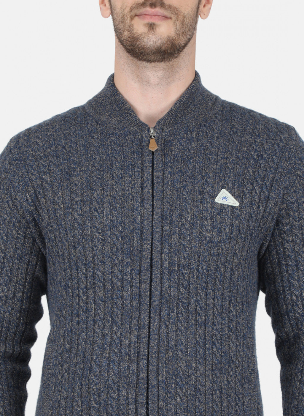 Men Blue Self Design Pullover
