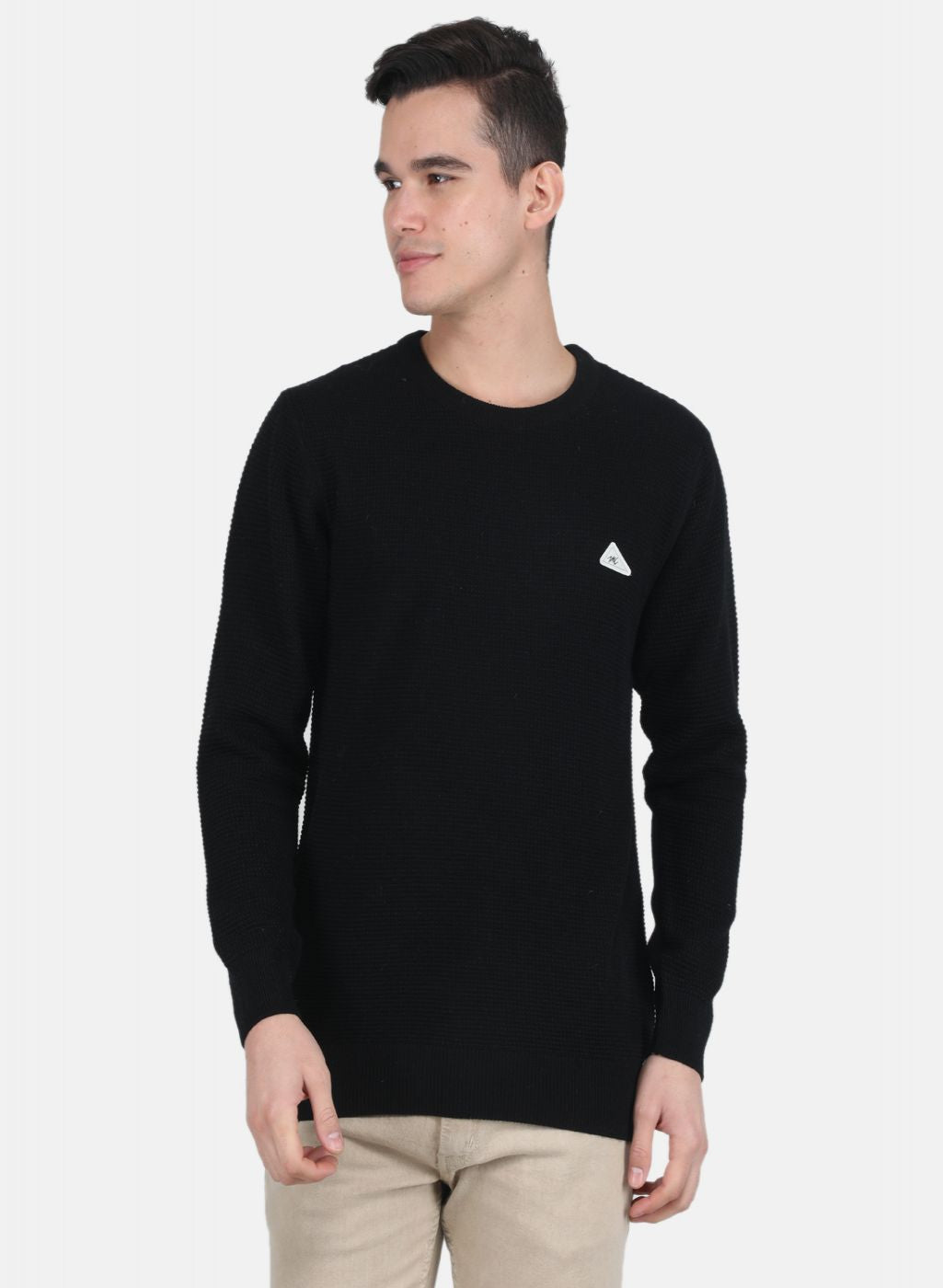 Men Black Self Design Pullover