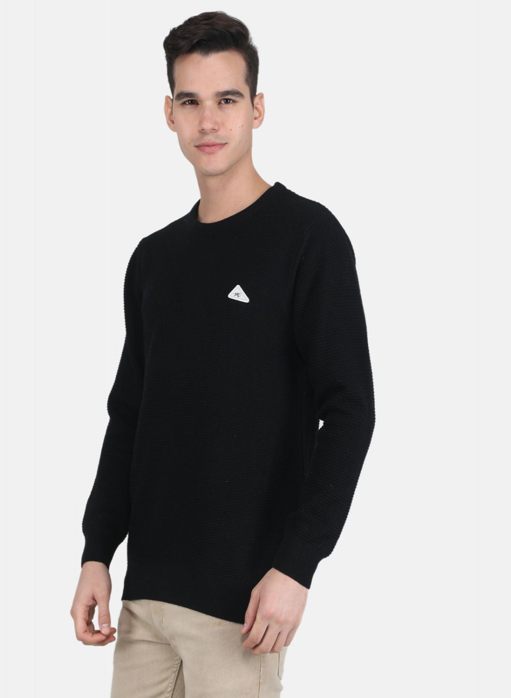 Men Black Self Design Pullover