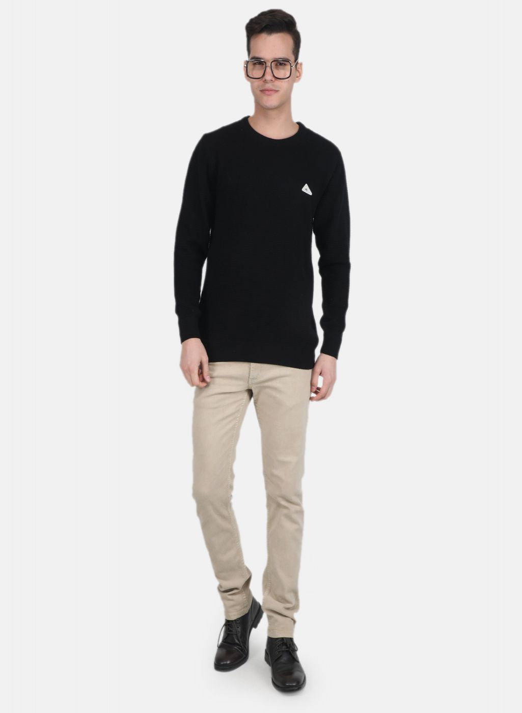 Men Black Self Design Pullover