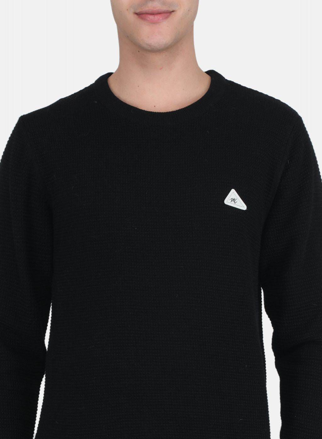 Men Black Self Design Pullover