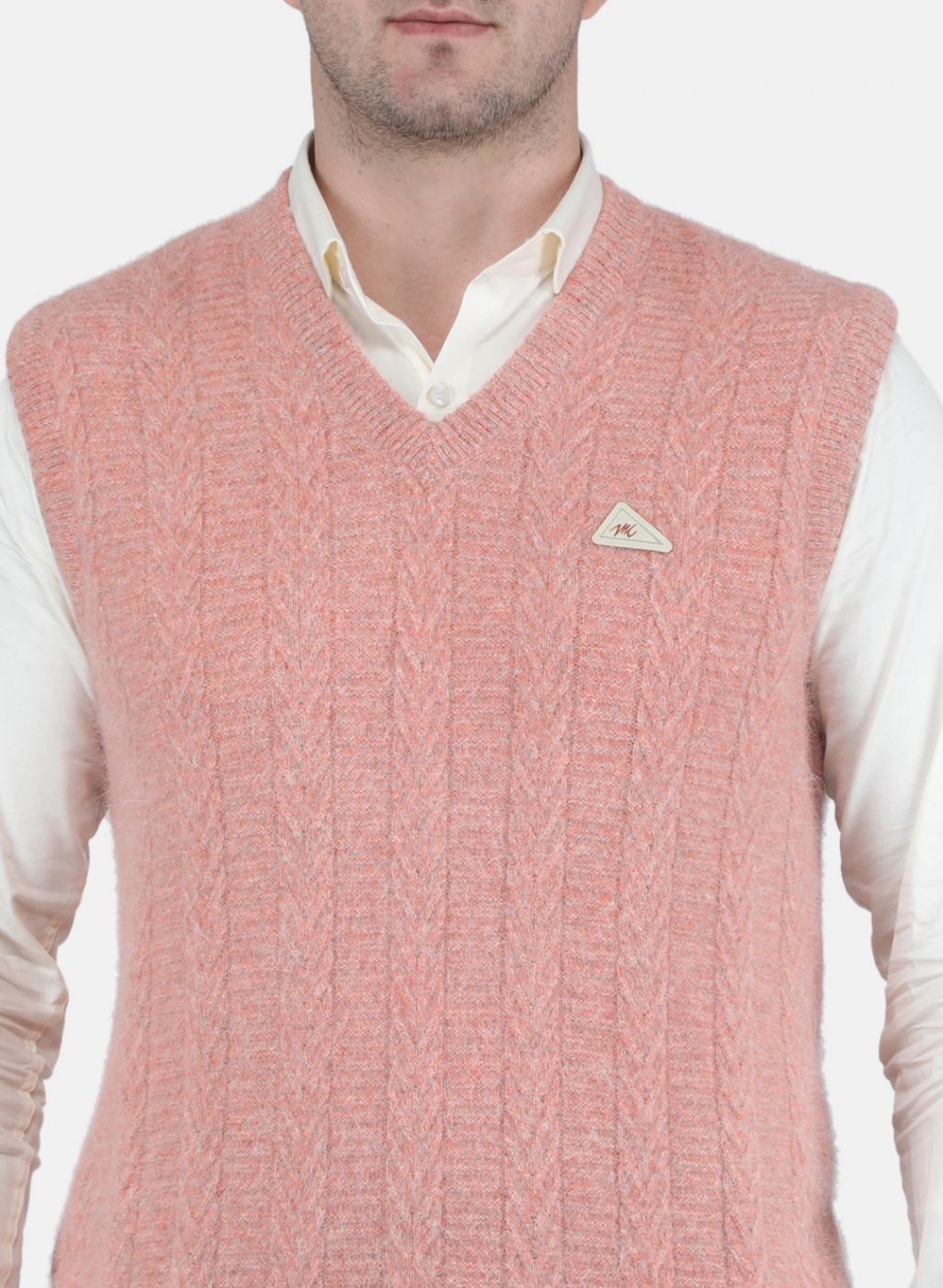 Men Pink Self Design Sweater