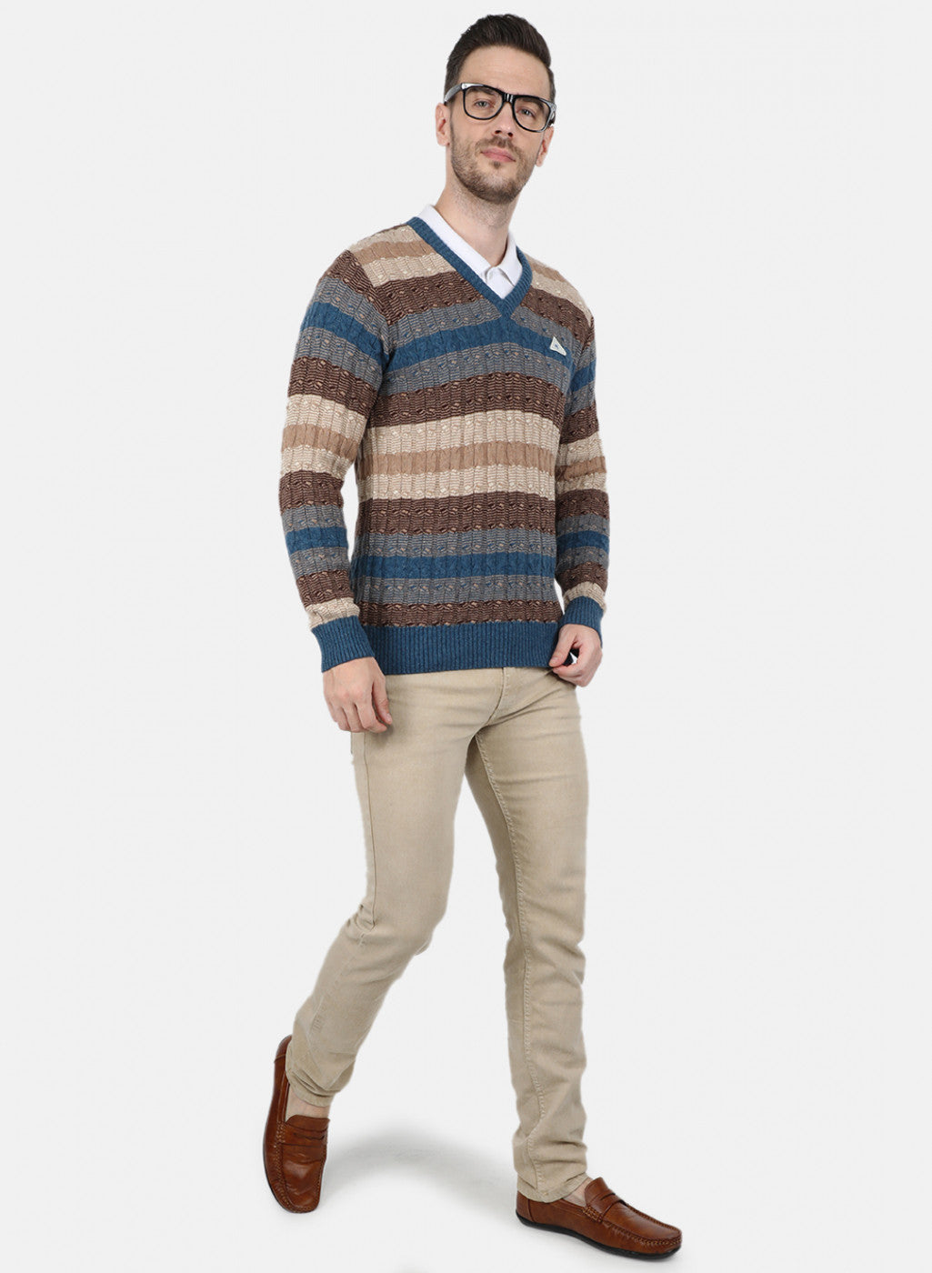 Men Multi Color Self Design Pullover