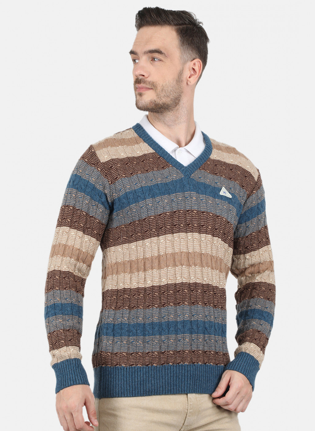 Men Multi Color Self Design Pullover