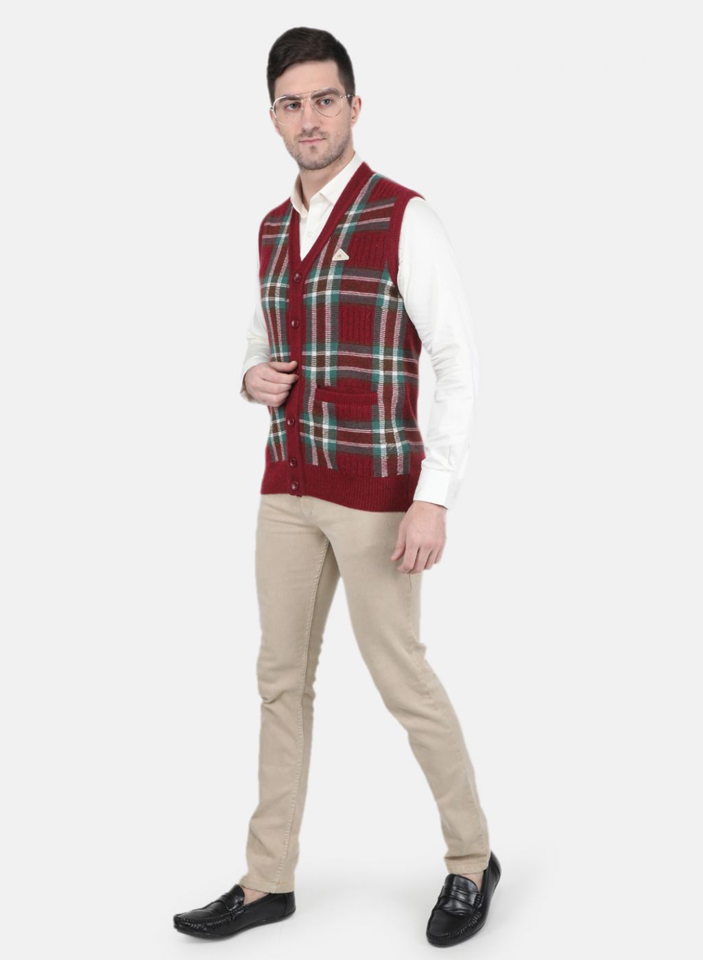 Men Maroon Printed Cardigan