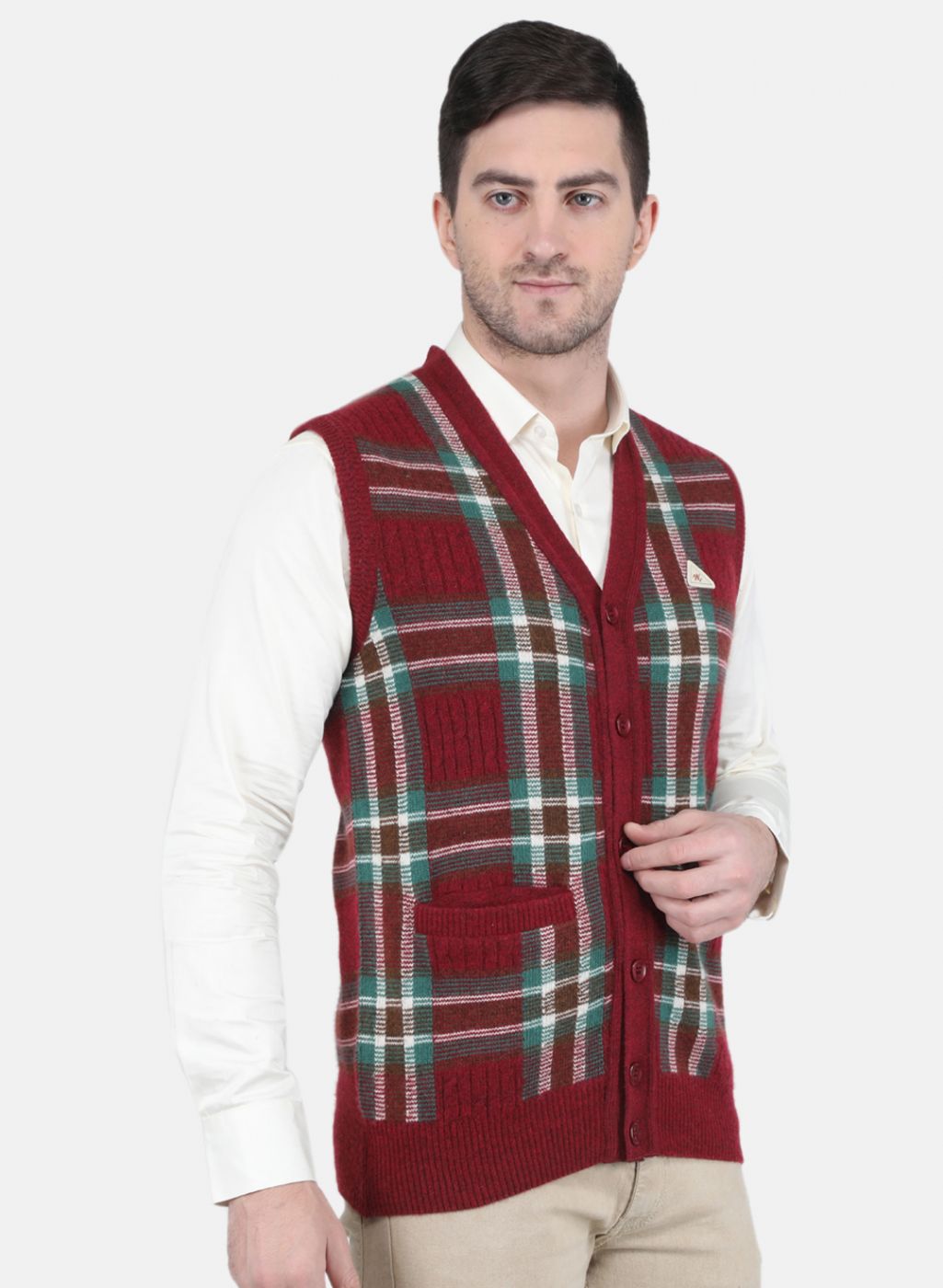 Men Maroon Printed Cardigan