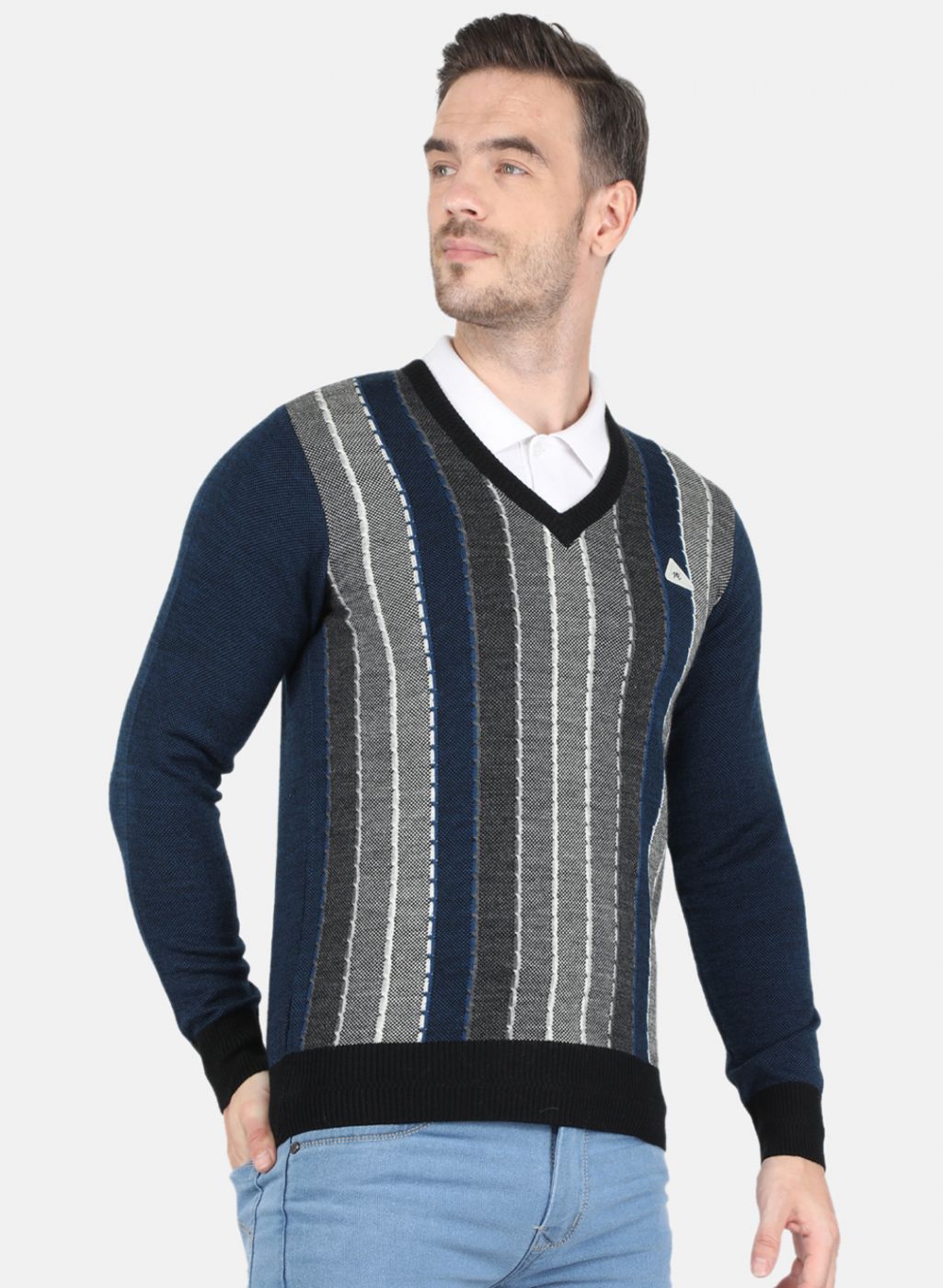 Men Black Self Design Pullover