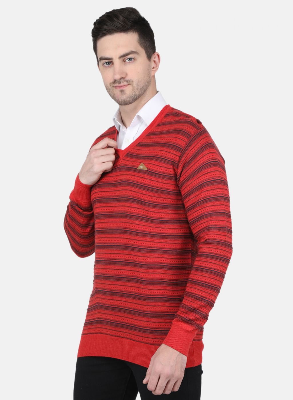 Men Orange Jaquard Pullover