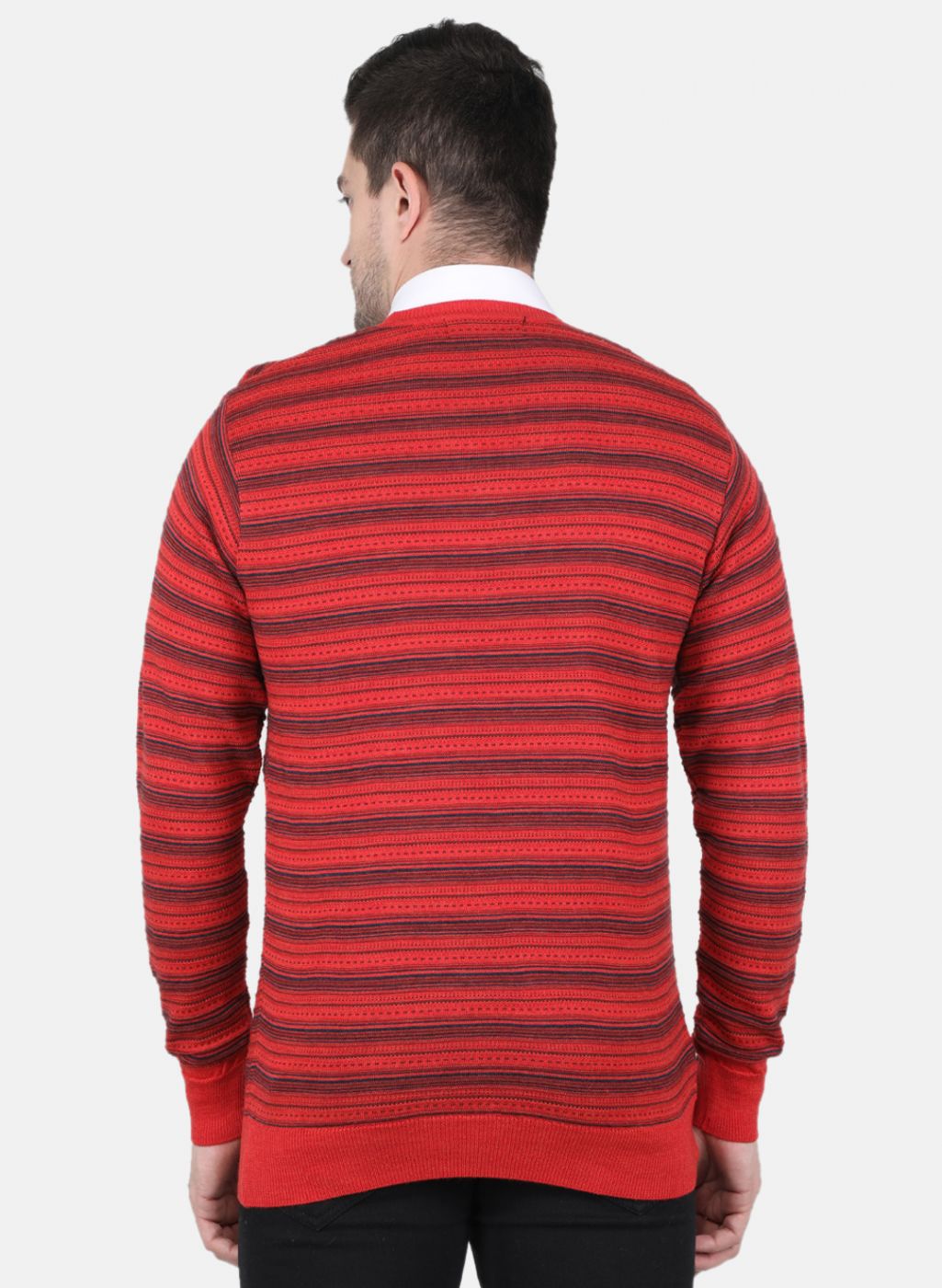 Men Orange Jaquard Pullover