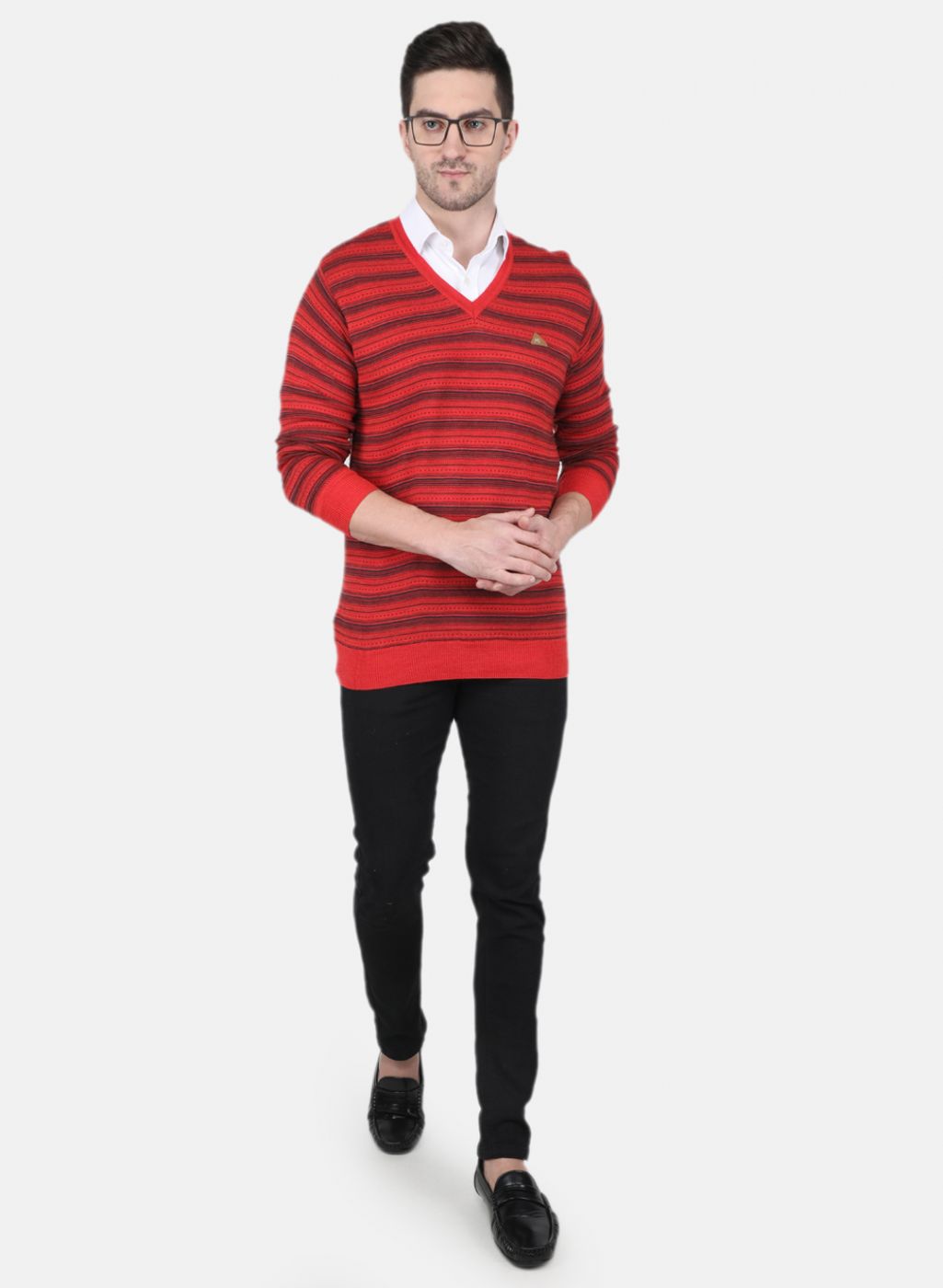 Men Orange Jaquard Pullover