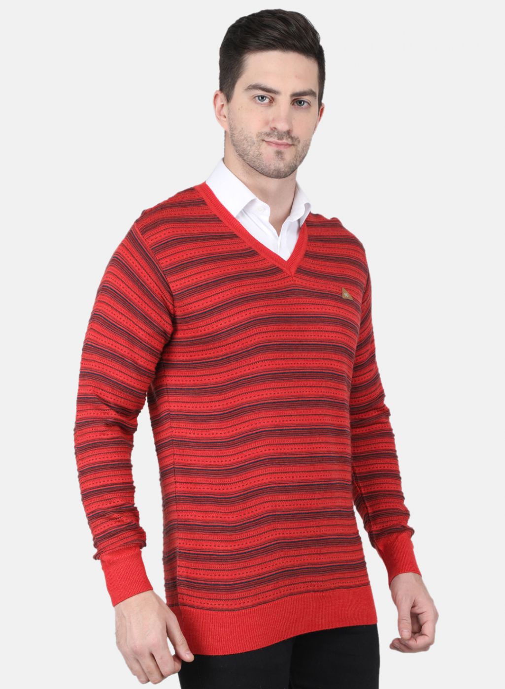 Men Orange Jaquard Pullover