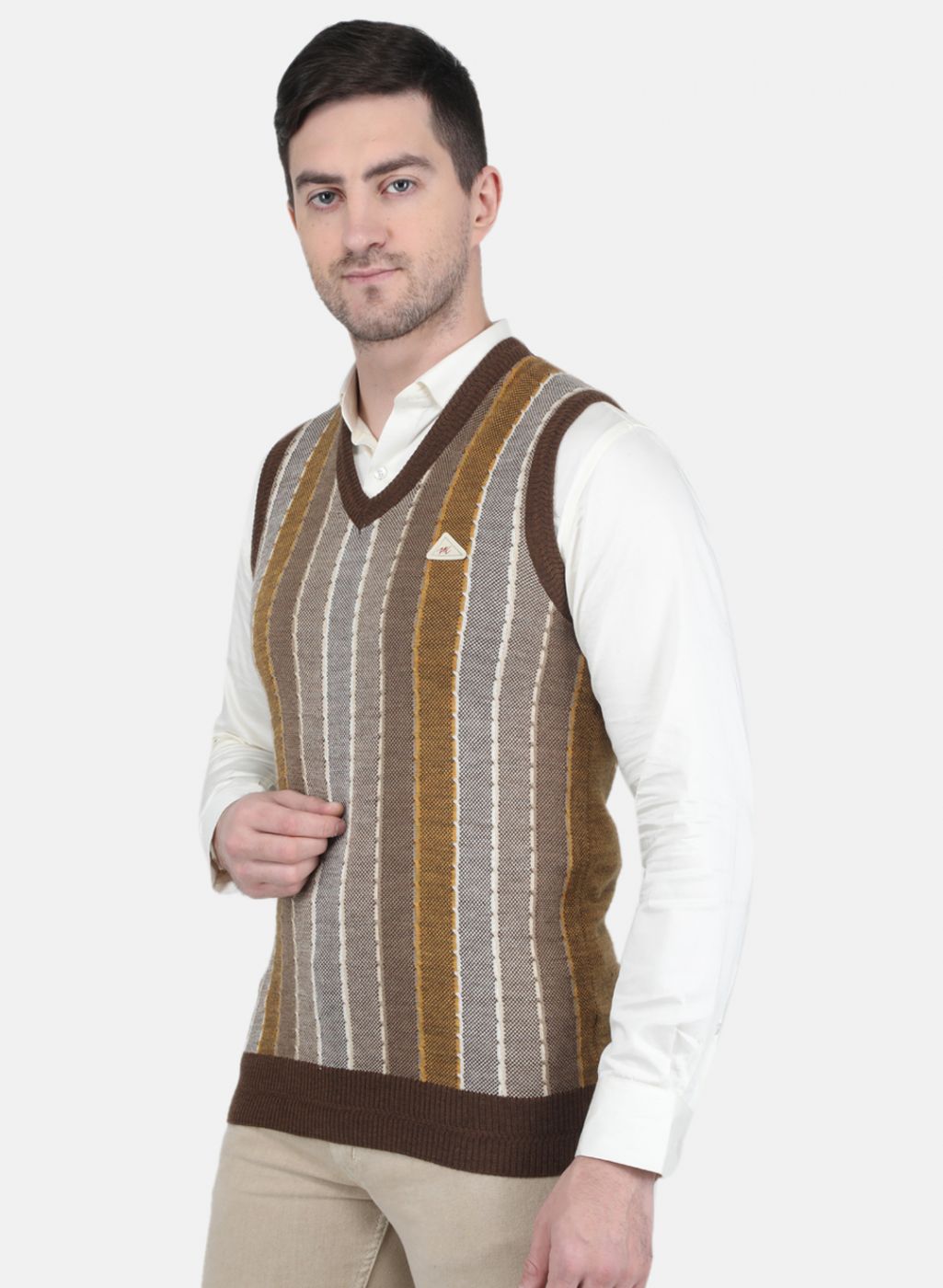 Men Brown Self Design Sweater