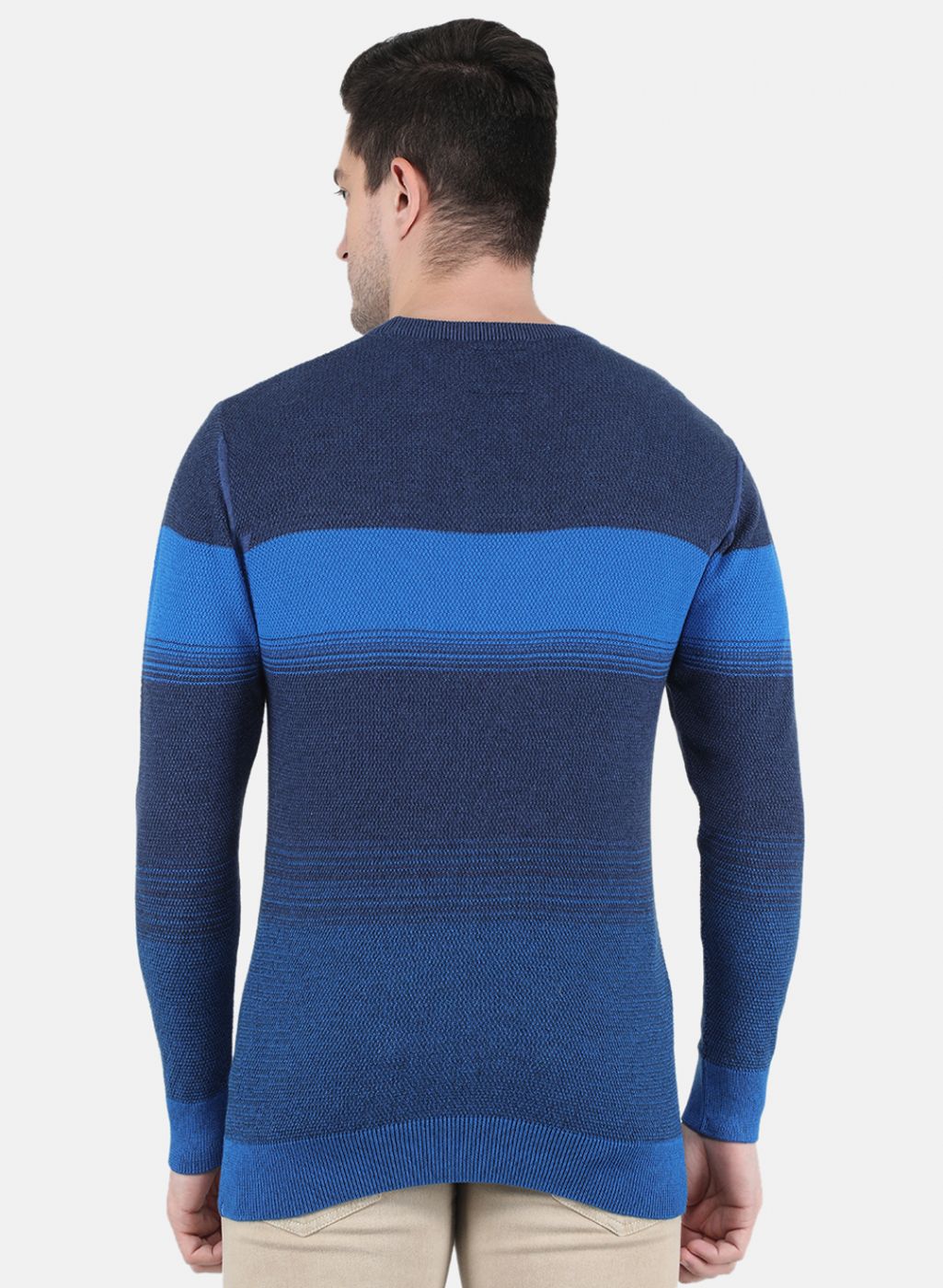 Men Blue Jaquard Pullover