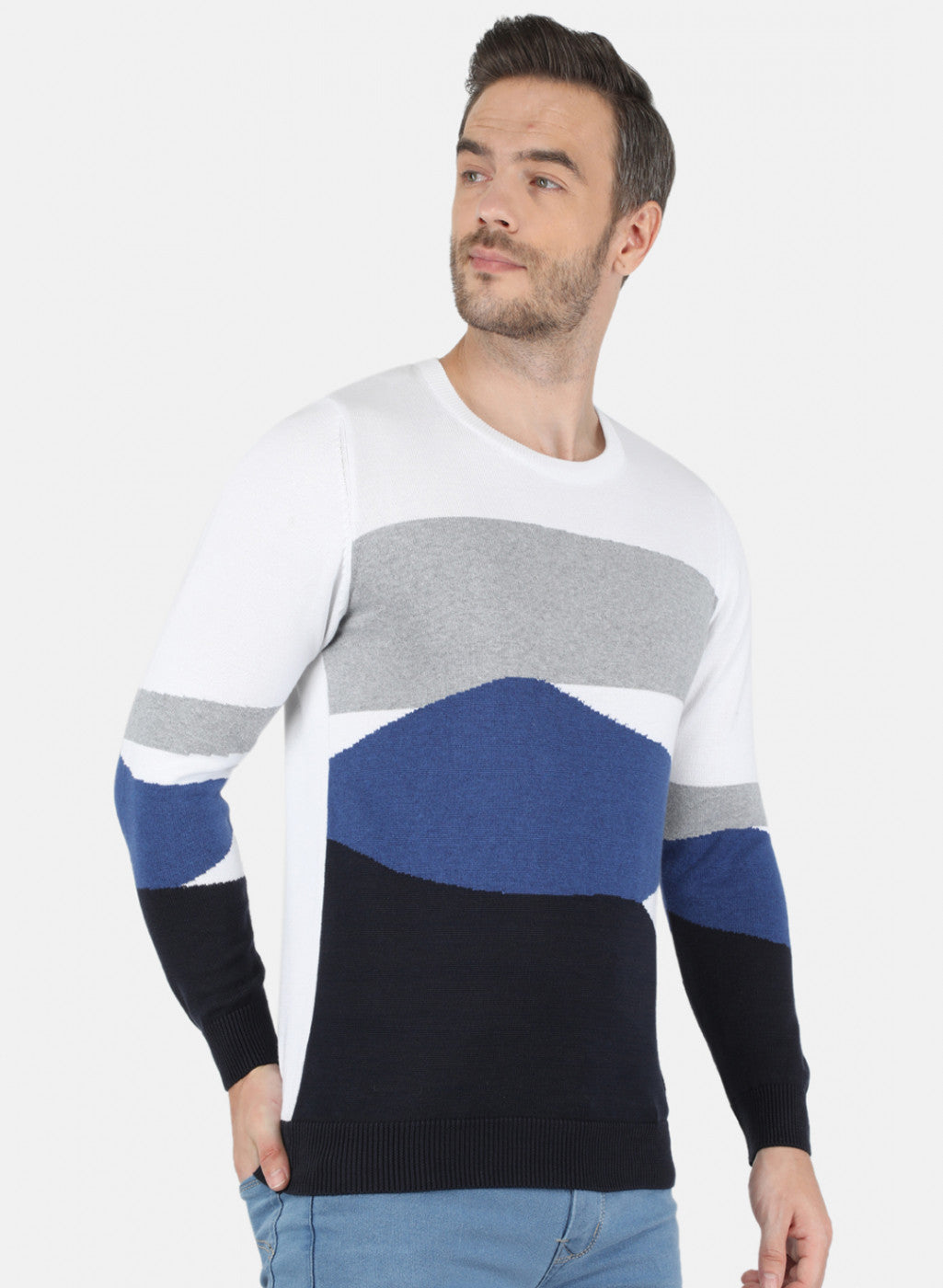 Men NAvy Blue Printed Pullover
