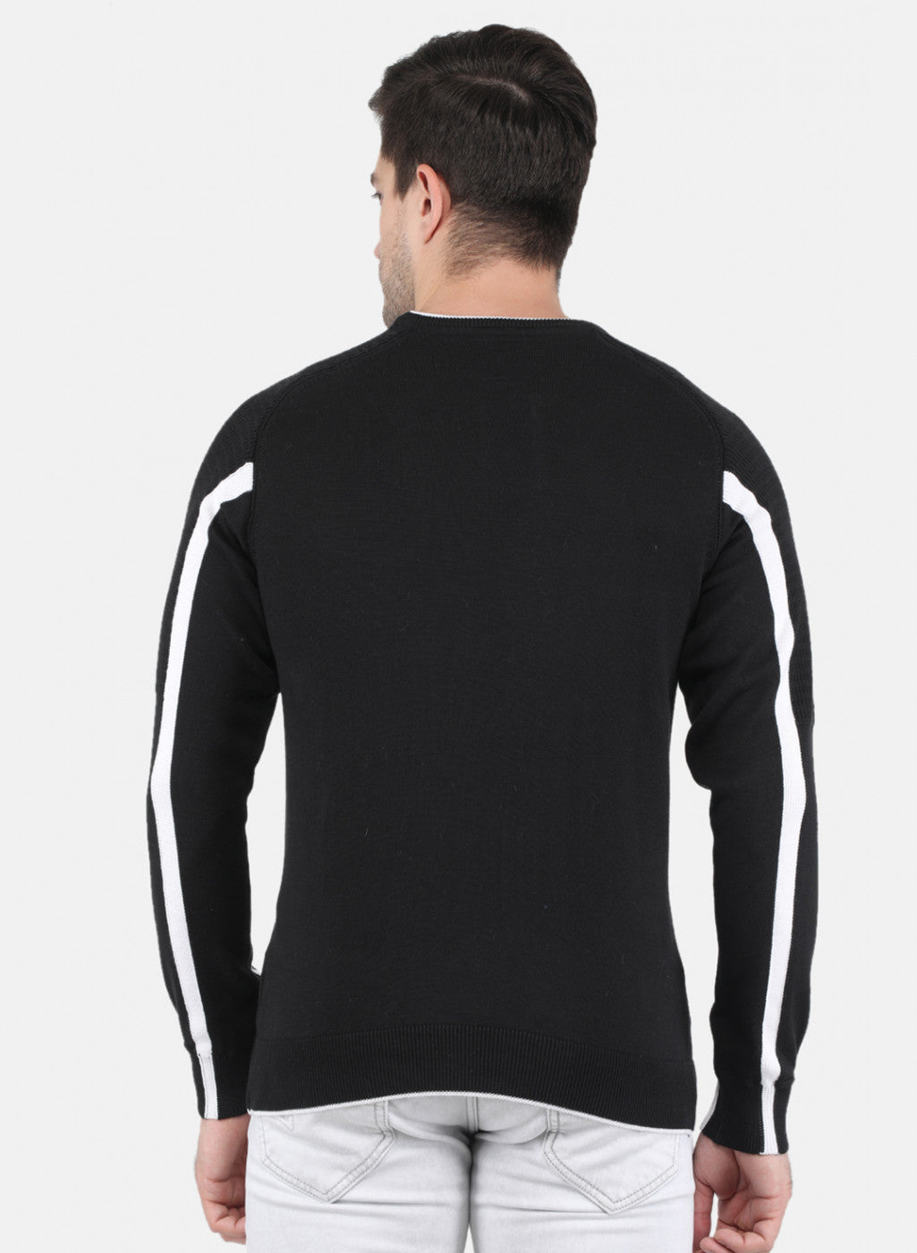 Men Black Self Design Pullover