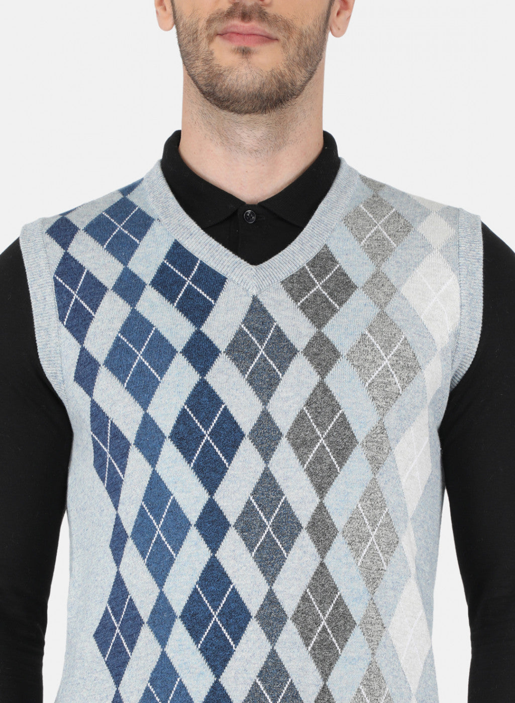 Men Blue Printed Sweater