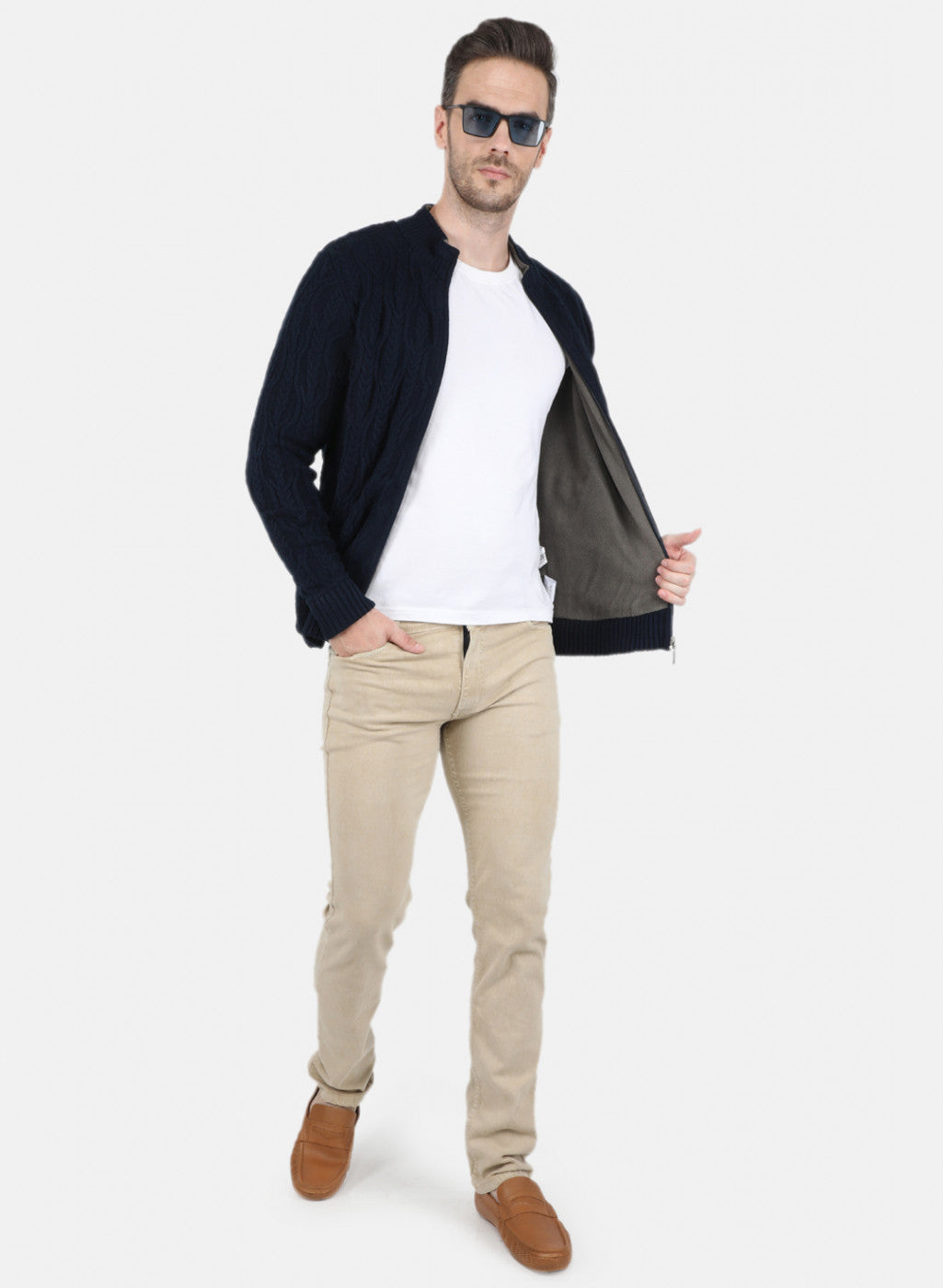Men NAvy Blue Self Design Jacket