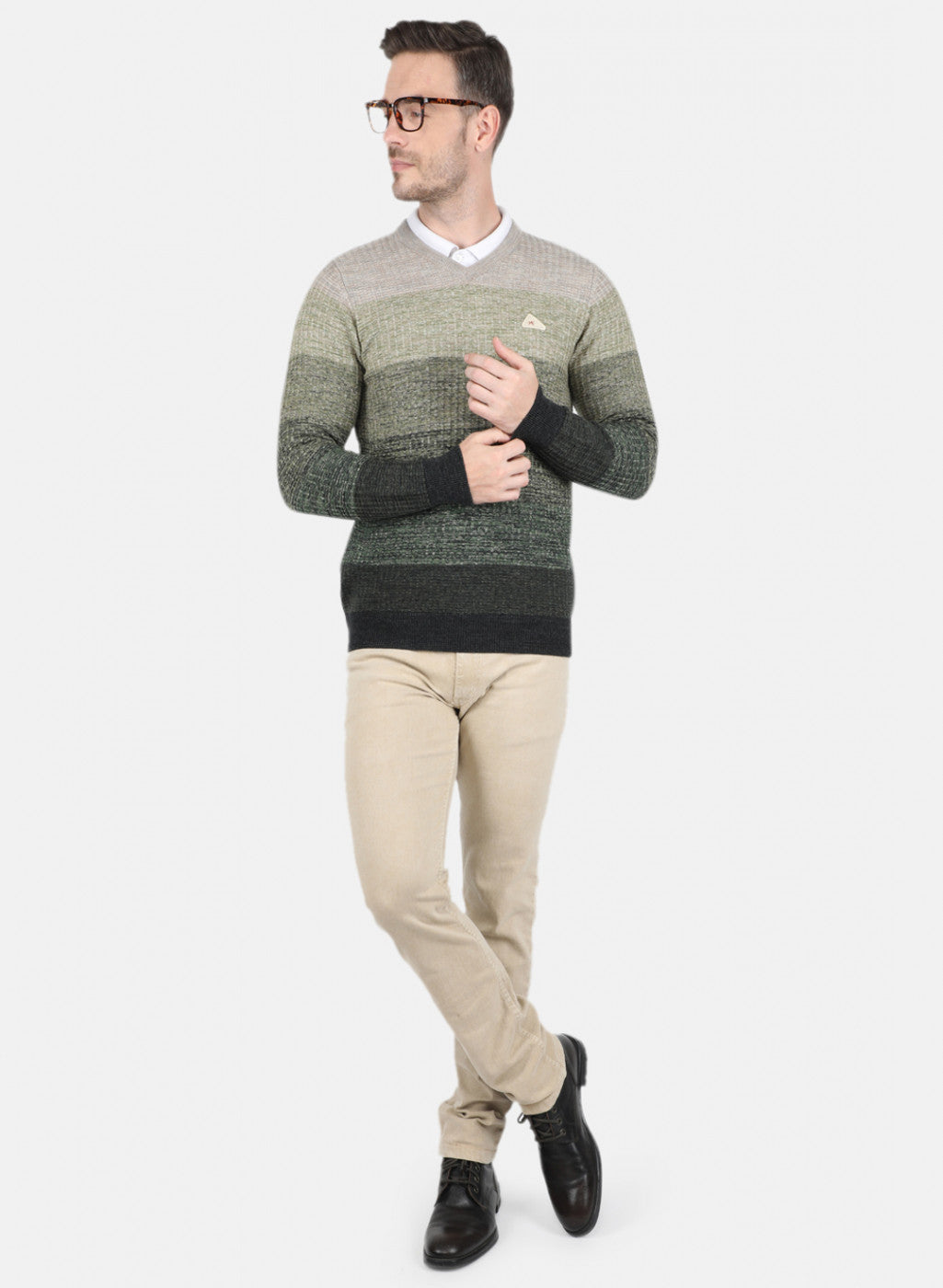 Men Multicolor Self Design Pullover