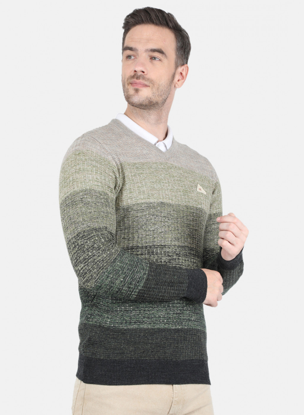 Men Multicolor Self Design Pullover