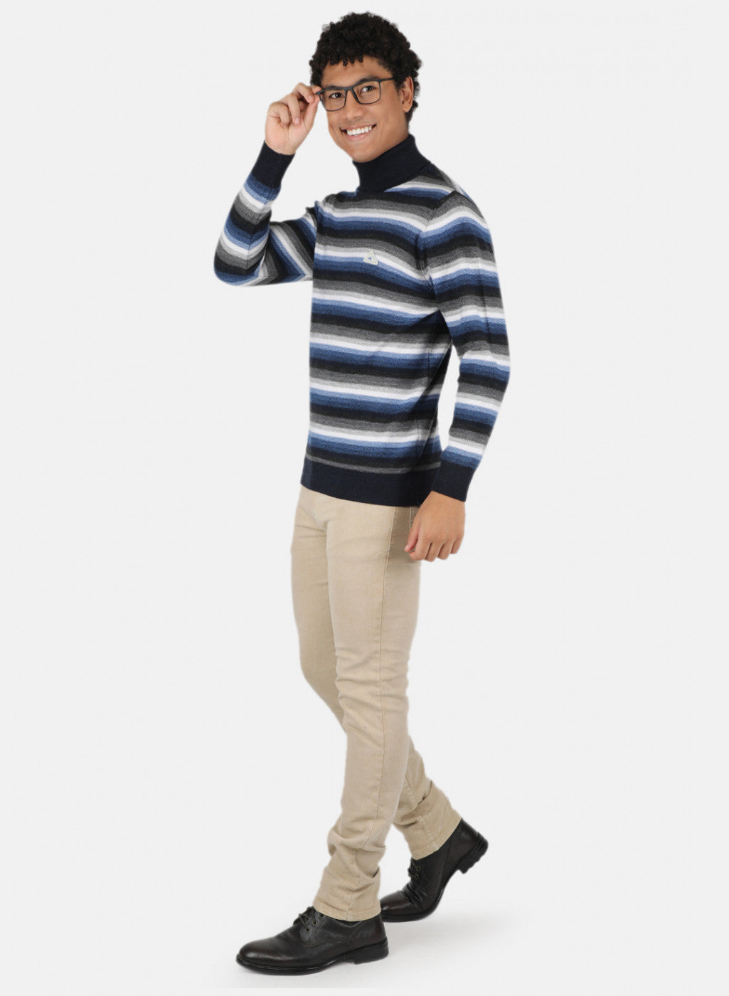 Men NAvy Blue Self Design Pullover