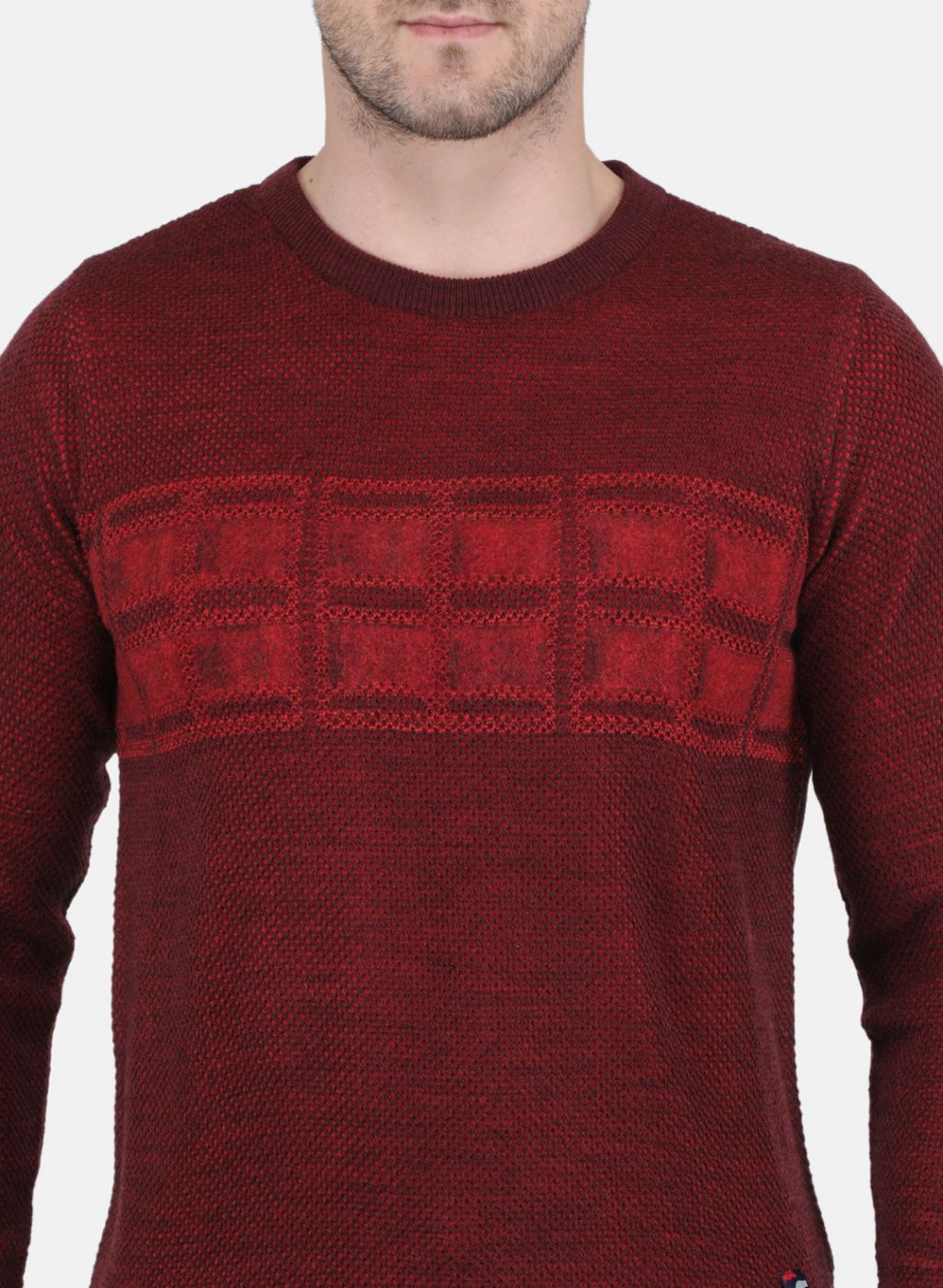 Men Red Jaquard Pullover