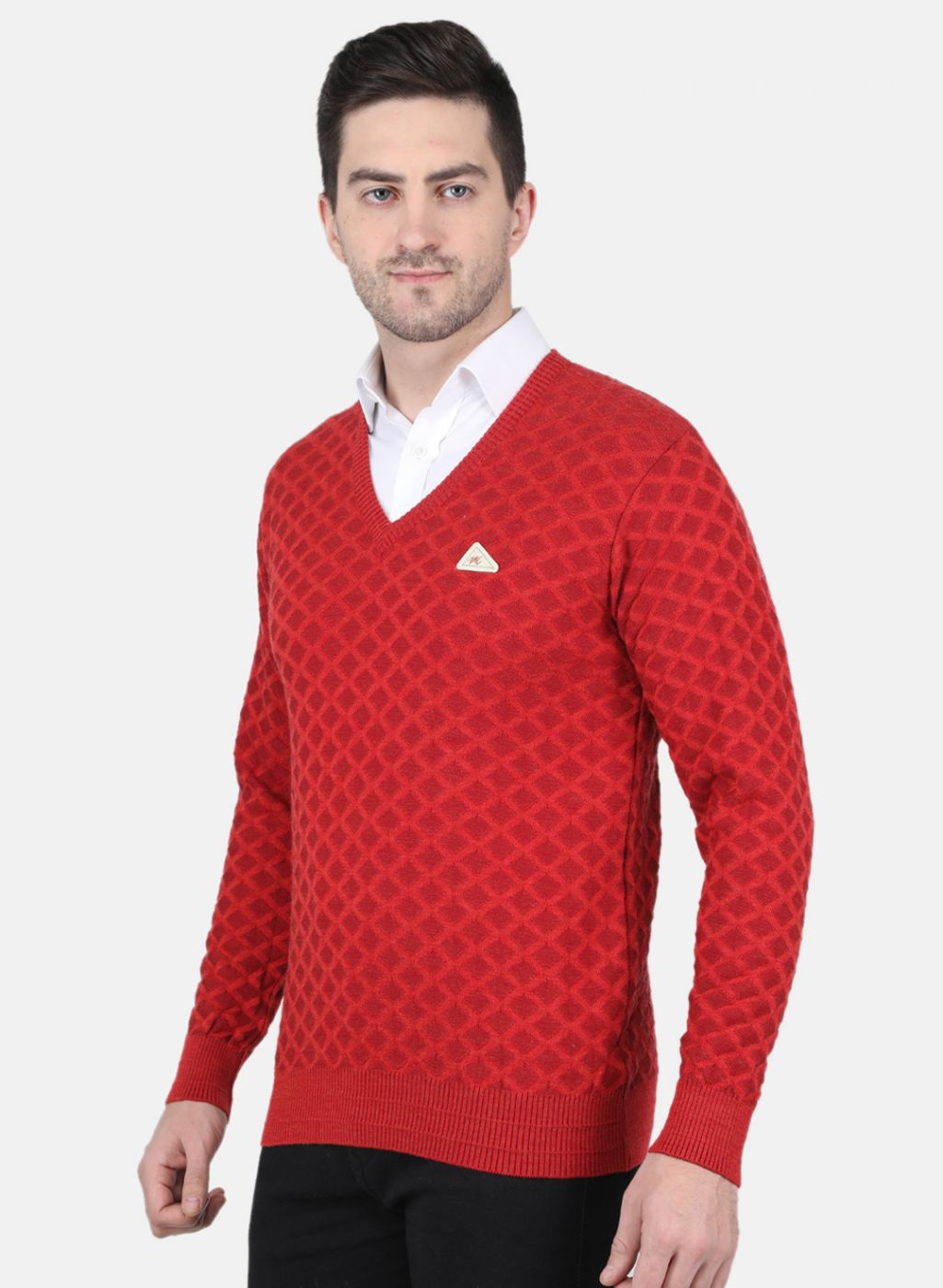 Men Orange Jaquard Pullover