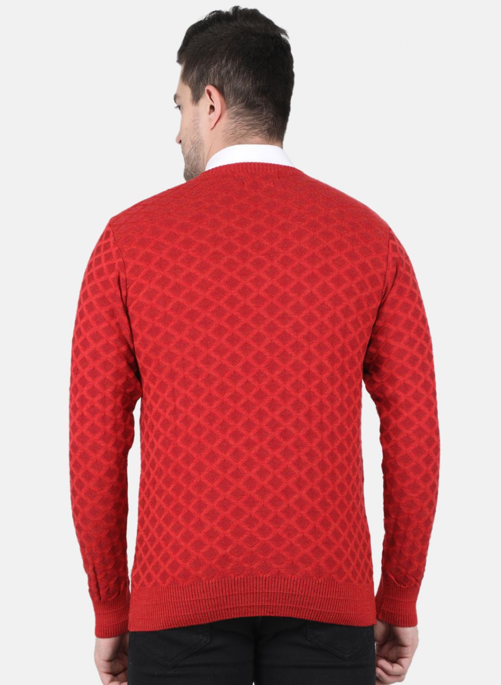 Men Orange Jaquard Pullover